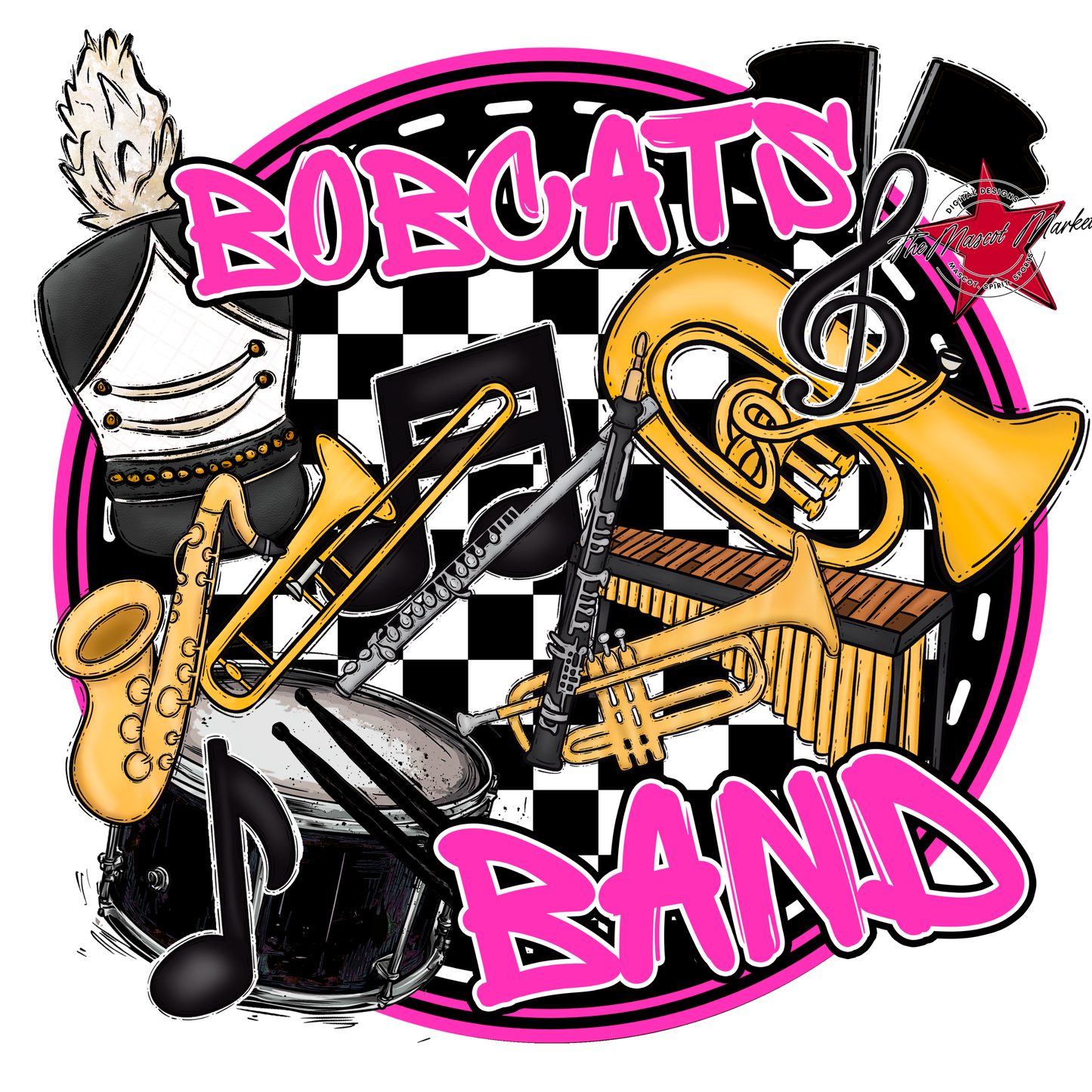 Bobcats Circle Band Design-Pink