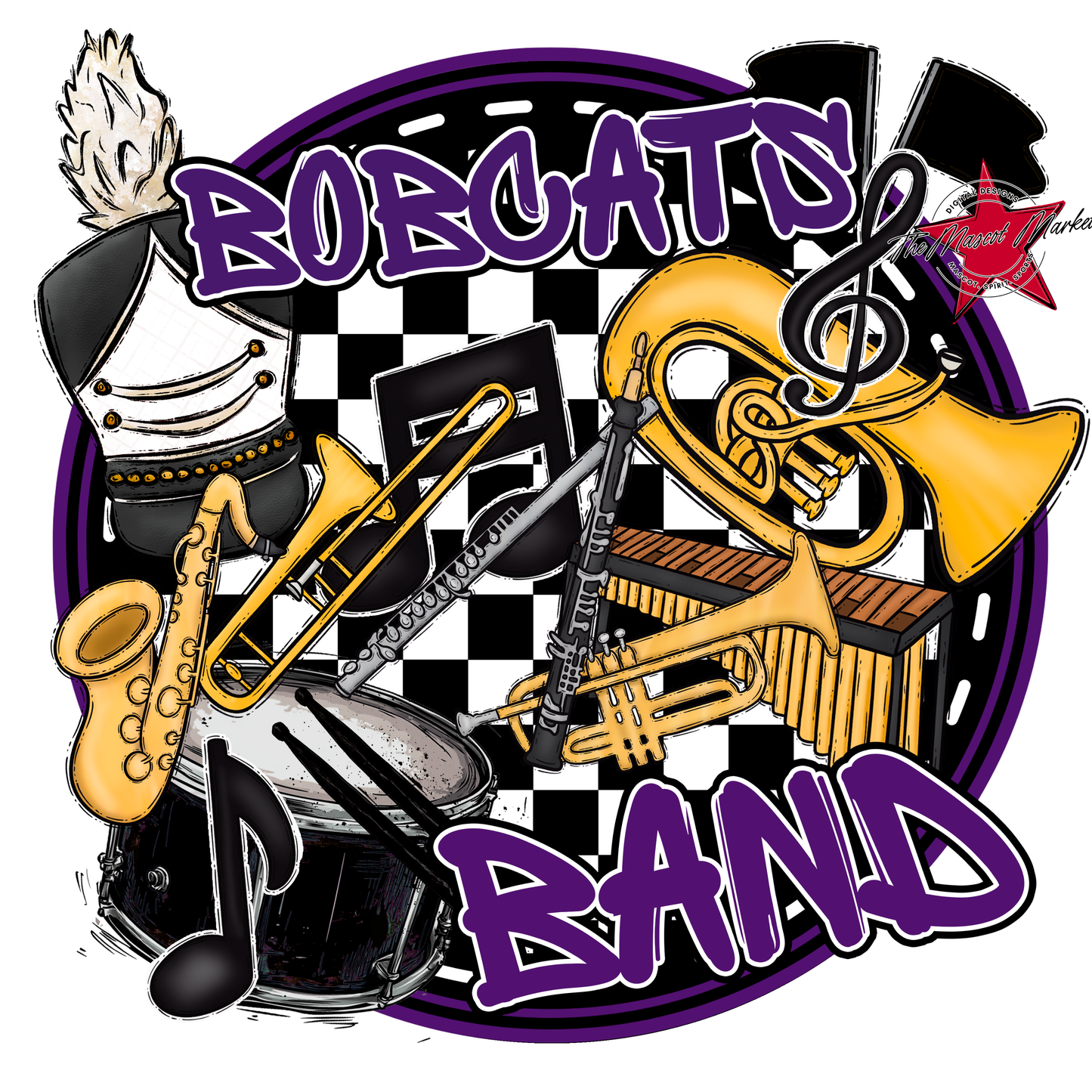 Bobcats Circle Band Design-Purple