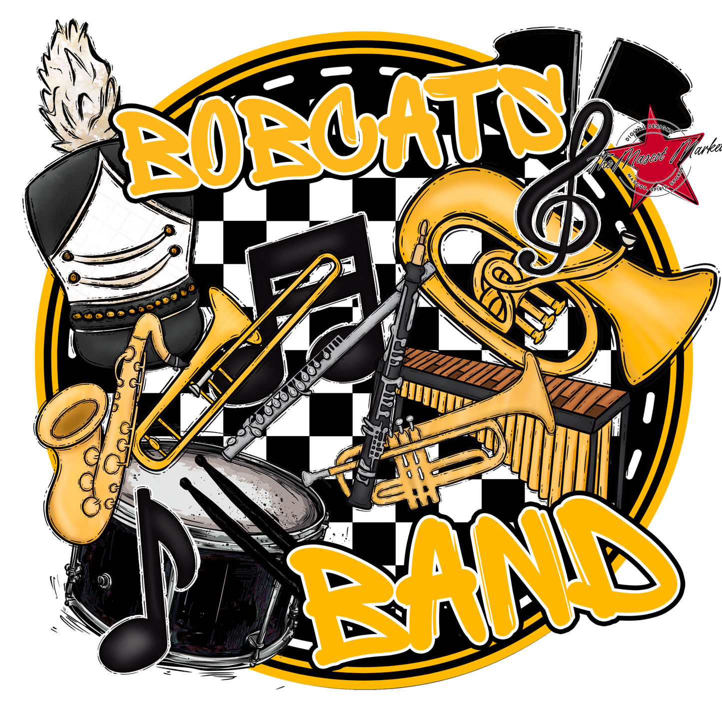 Bobcats Circle Band Design-Yellow