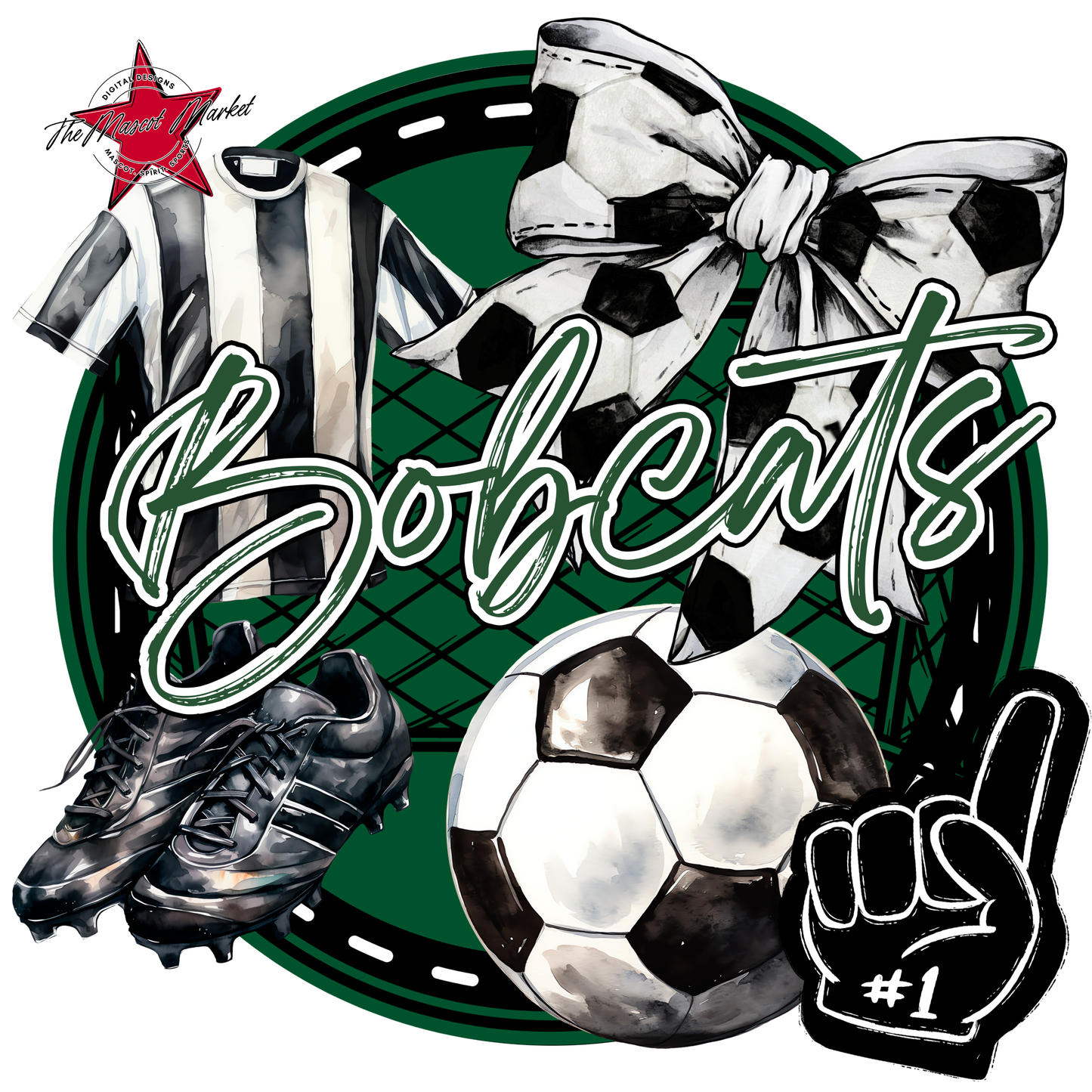 Bobcats Circle Soccer Design-Green
