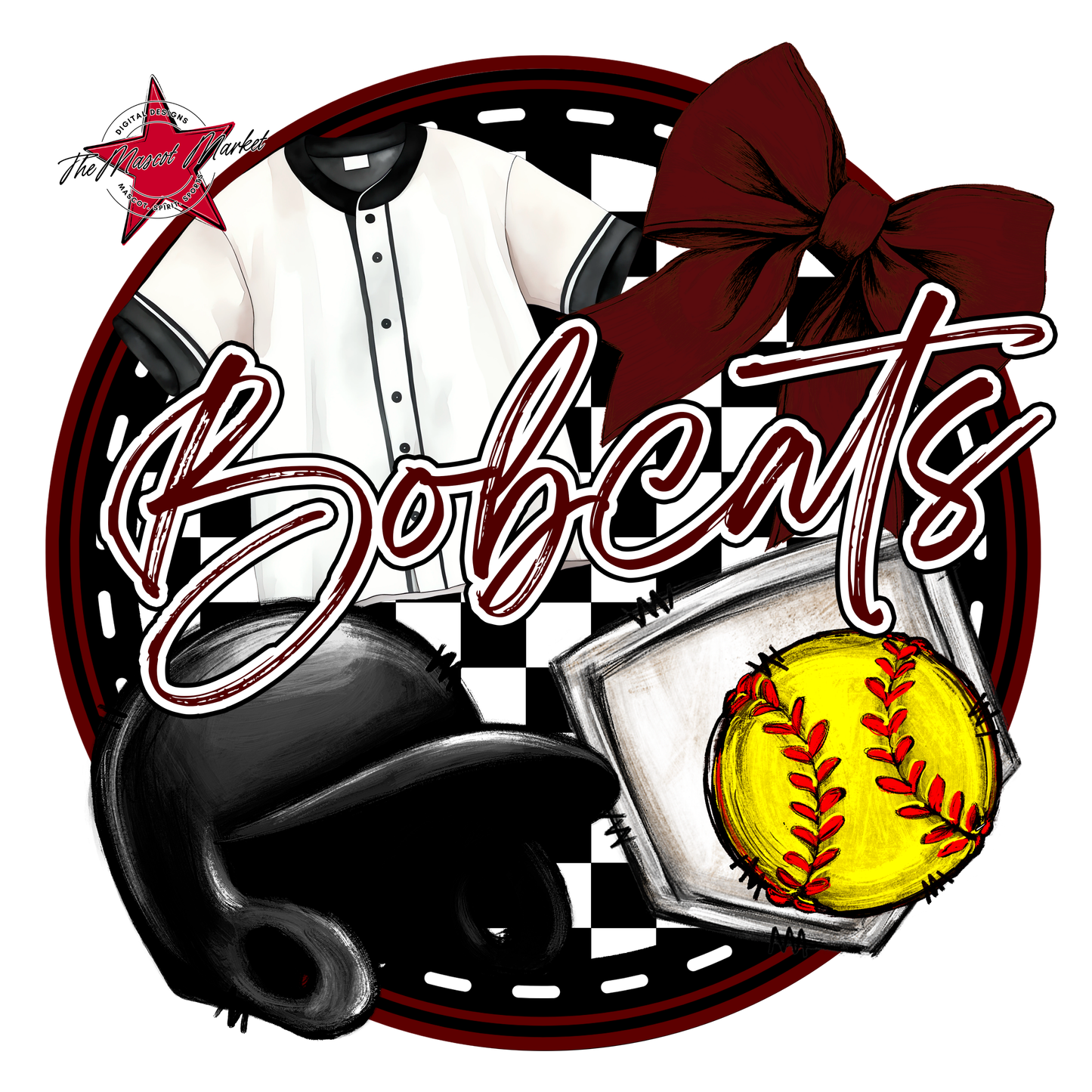 Bobcats Circle Softball Design-Maroon