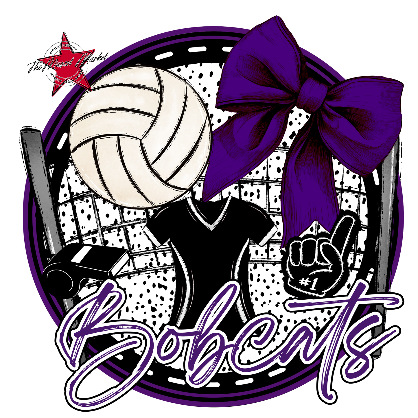 Bobcats Circle Volleyball Design-Purple