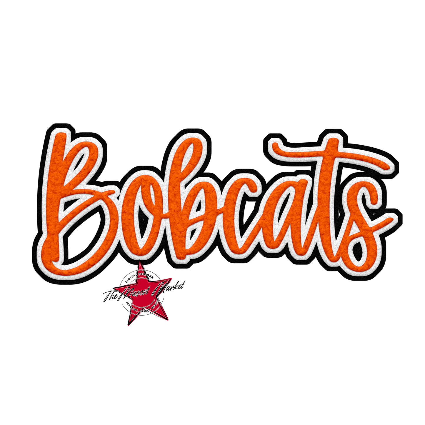 Bobcats Faux Chenille Patch-Orange