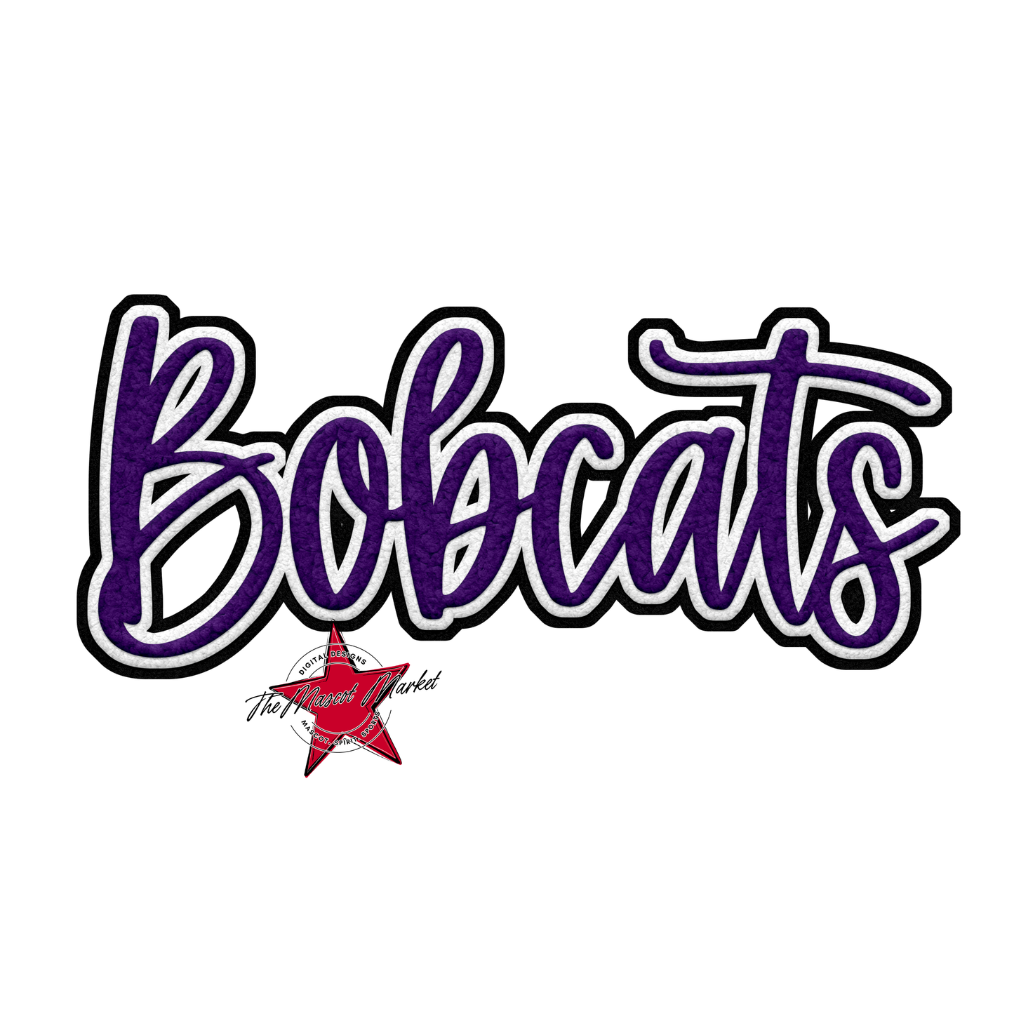 Bobcats Faux Chenille Patch-Purple