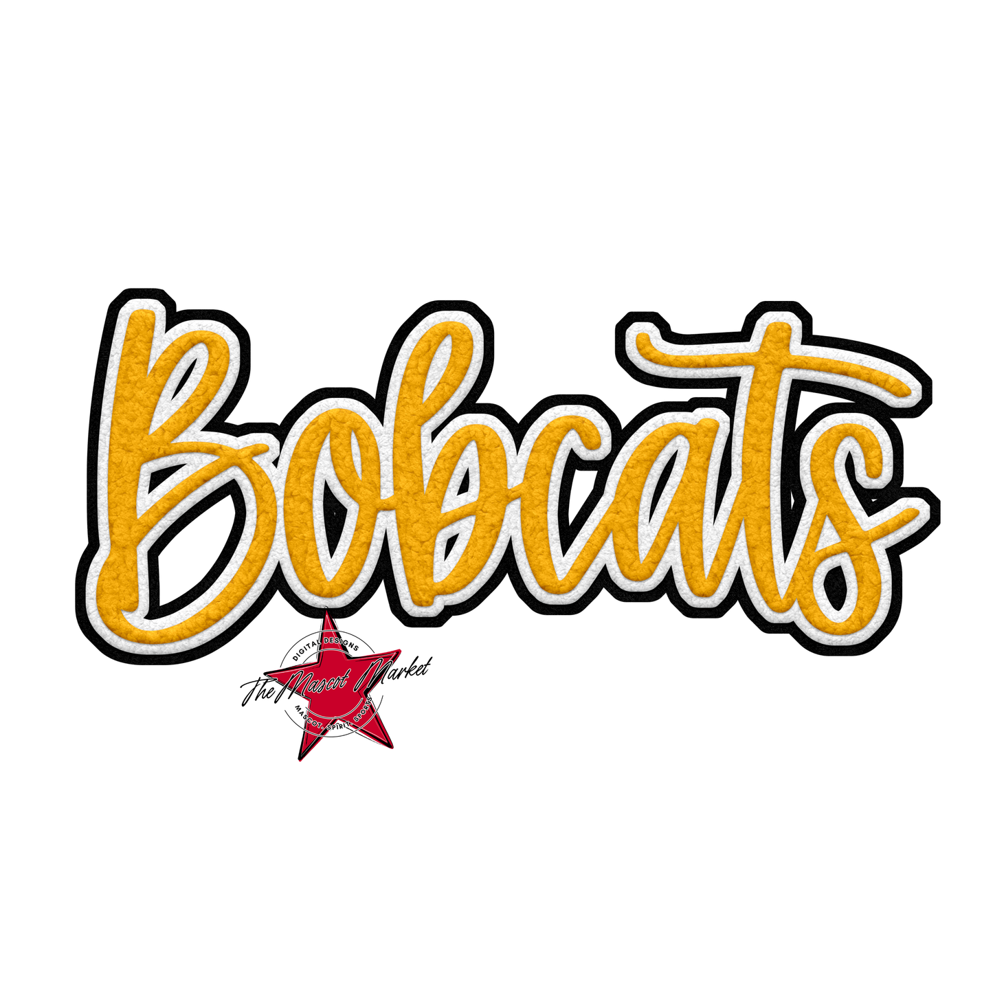 Bobcats Faux Chenille Patch-Yellow
