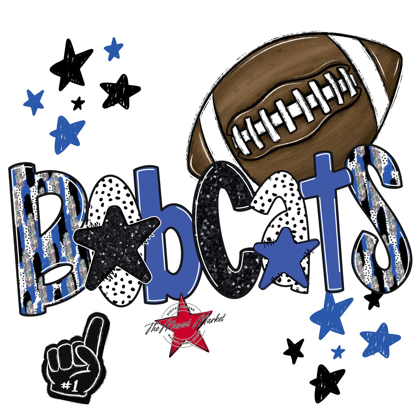 Bobcats Football Scrape-Off Blue