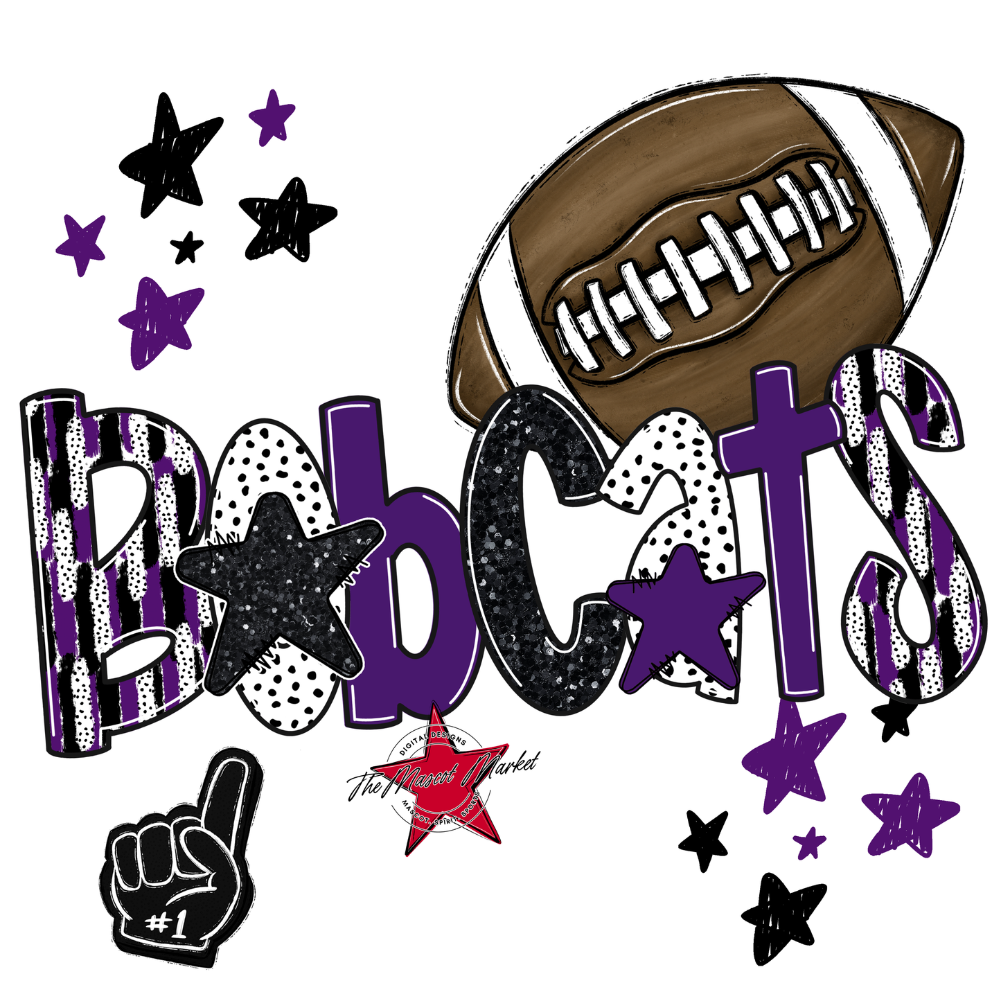 Bobcats Football Scrape-Purple