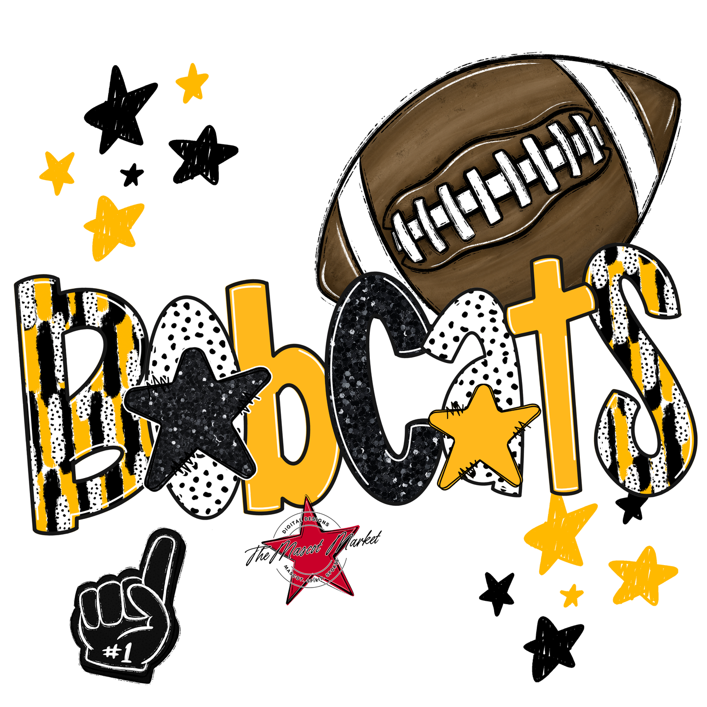 Bobcats Football Scrape-Yellow