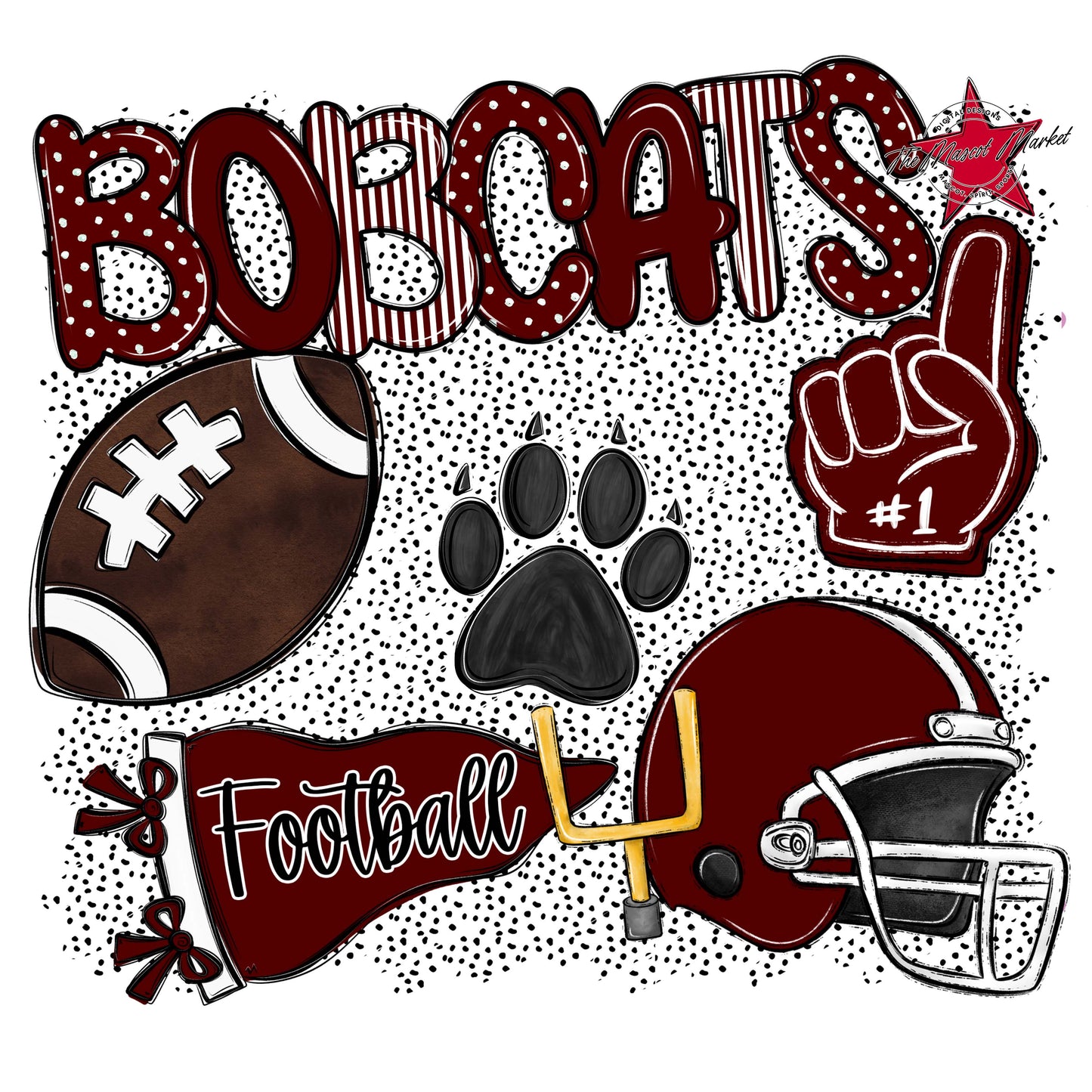 Bobcats Football Spirit-Maroon