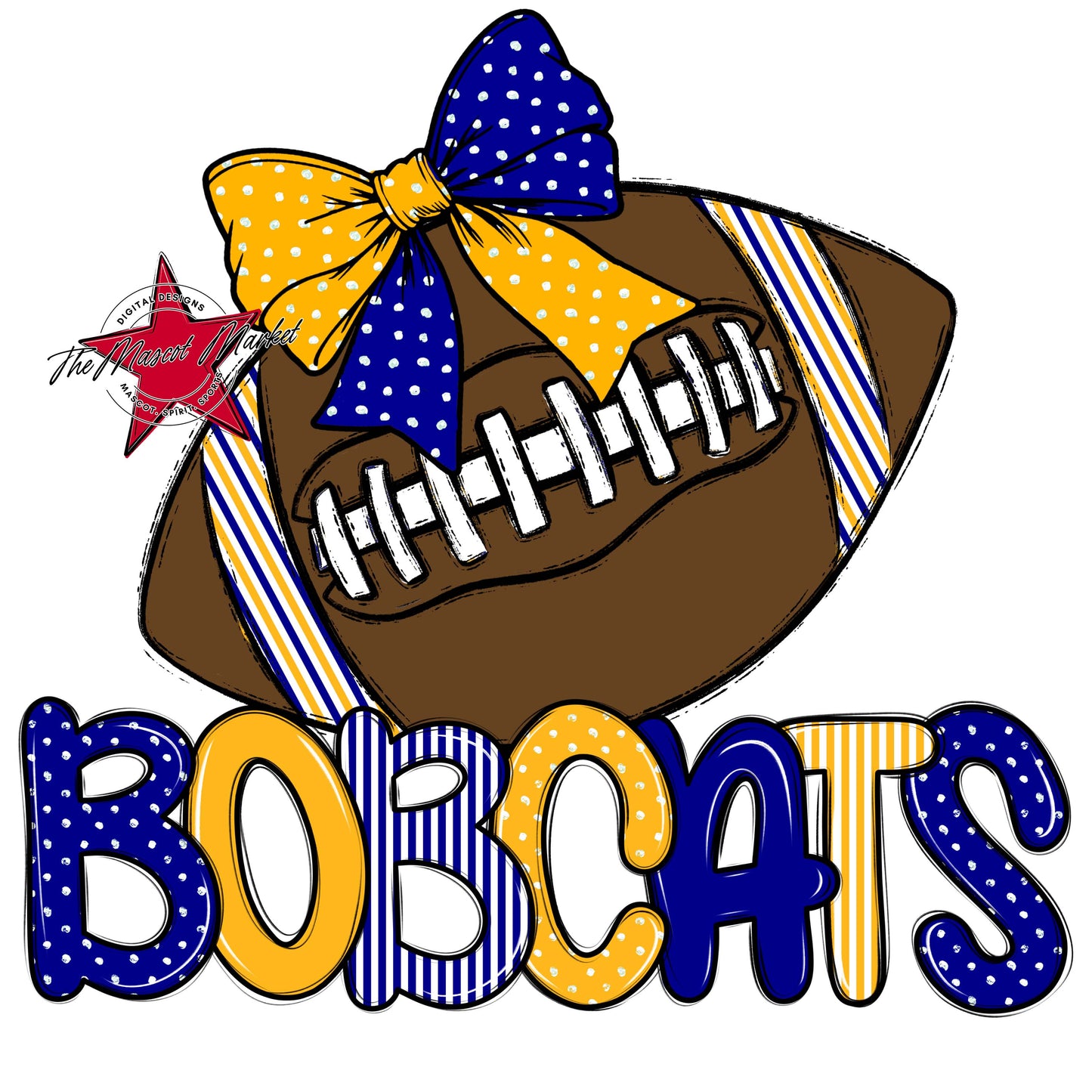 Bobcats Football Spirit Design-Blue & Yellow