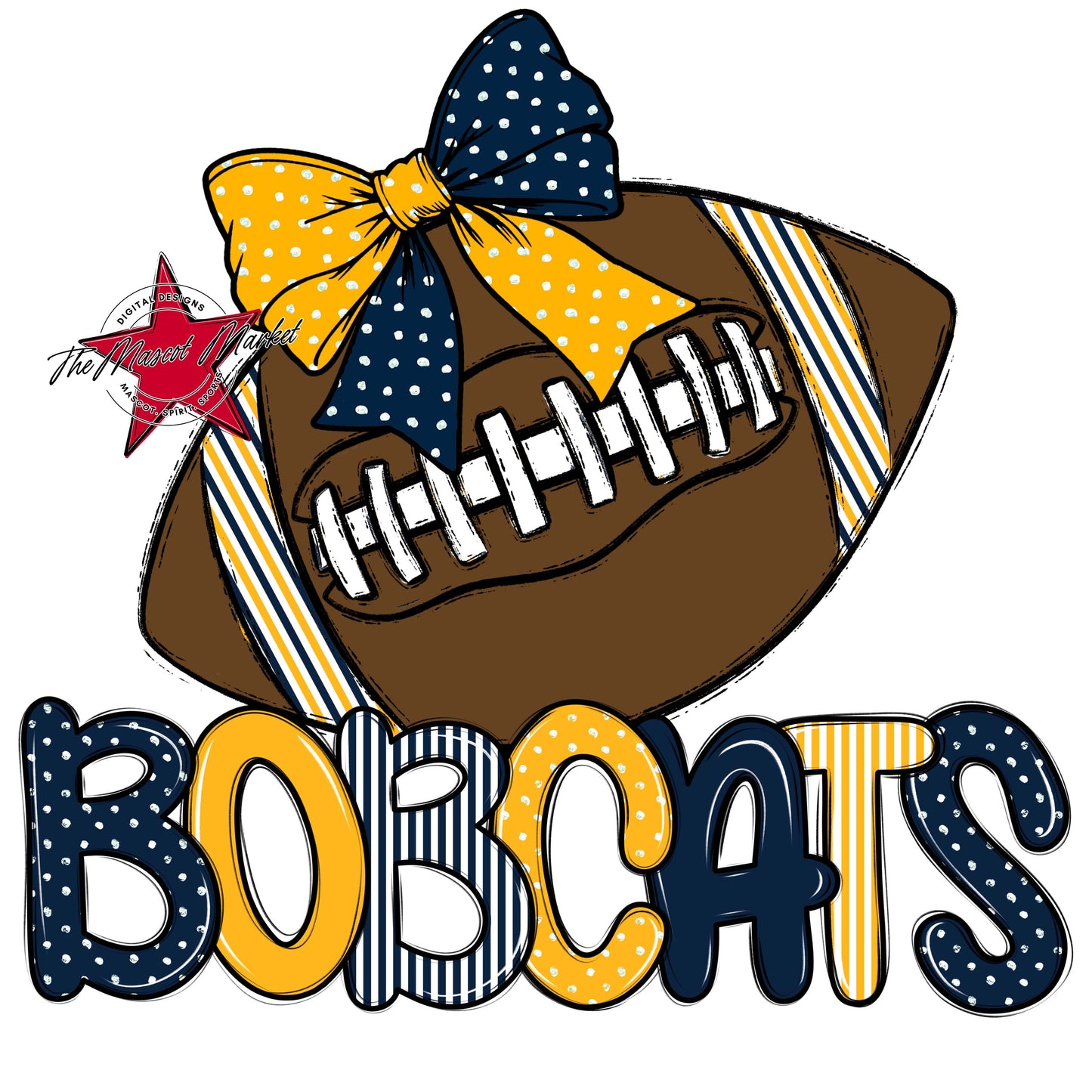 Bobcats Football Spirit Design-Navy & Yellow