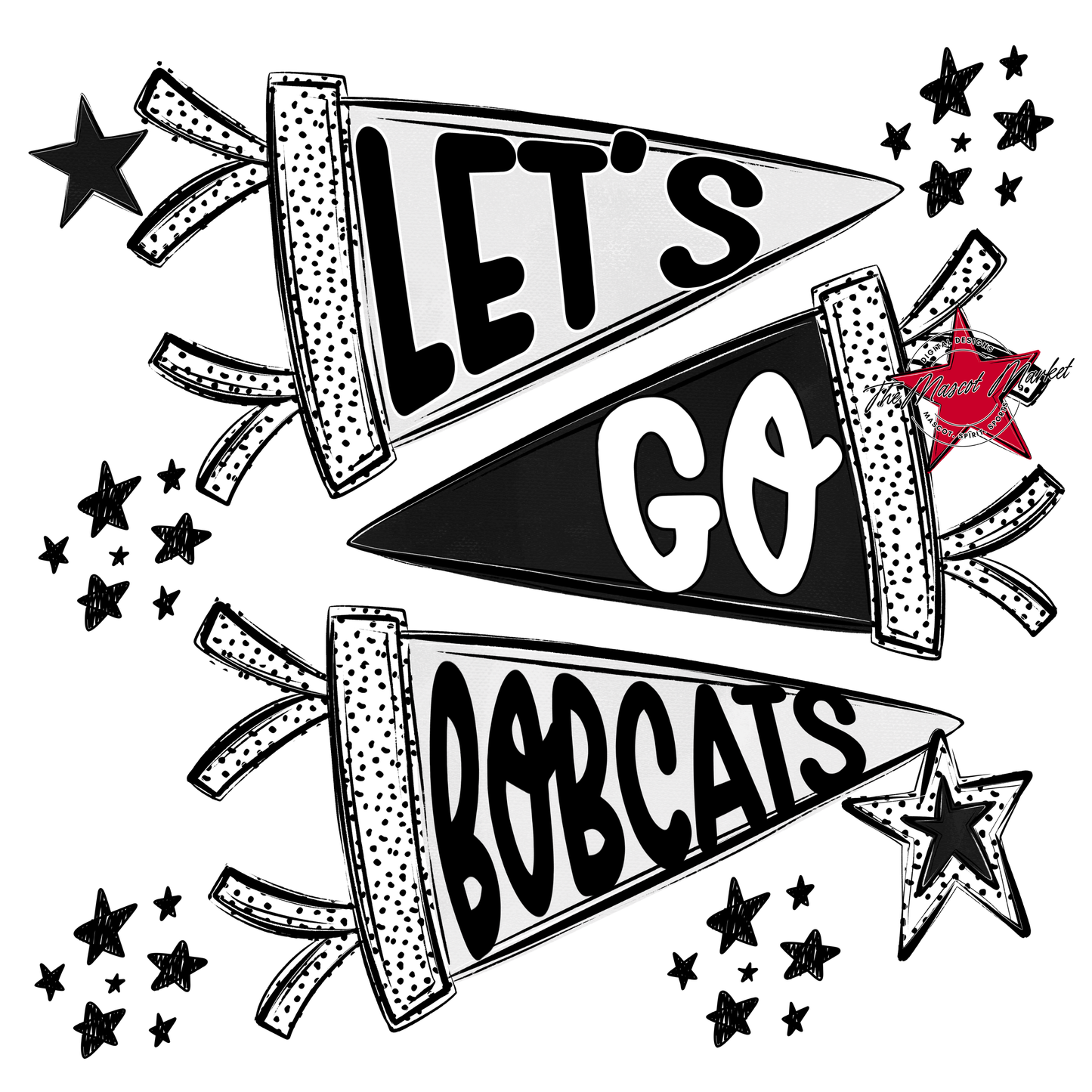 Bobcats Let's Go Flag Design-Black