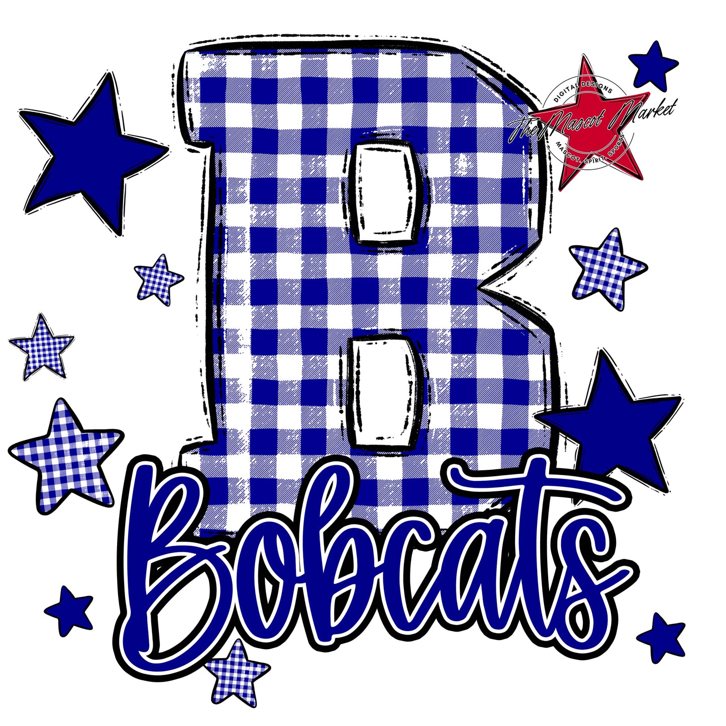 Bobcats Plaid Star Design-Blue