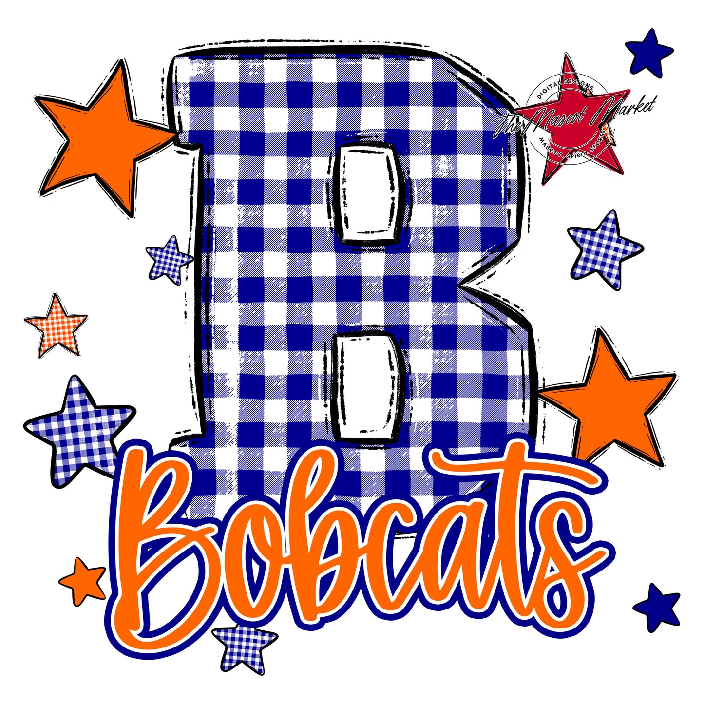 Bobcats Plaid Star Design-Blue & Orange