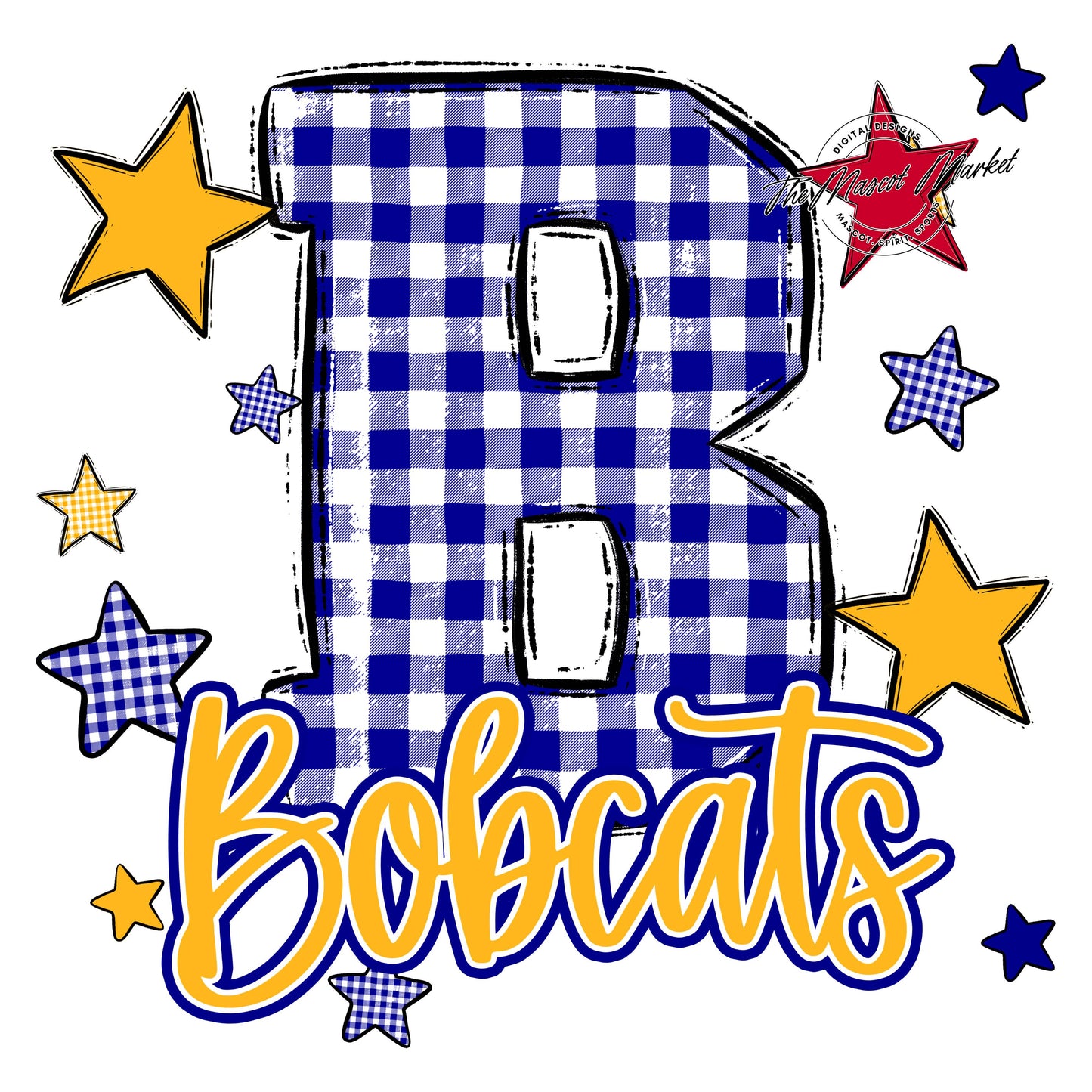 Bobcats Plaid Star Design-Blue & Yellow
