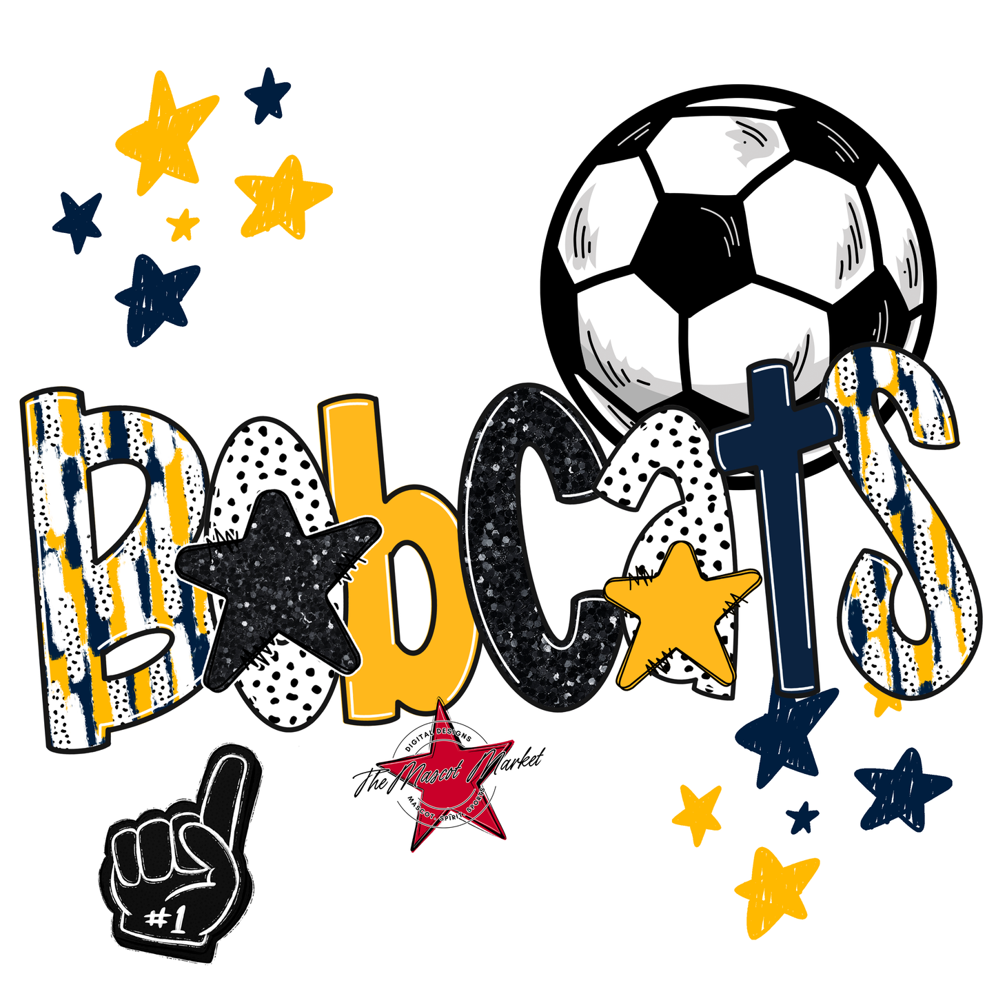 Bobcats Soccer Scrape-Navy-Yellow