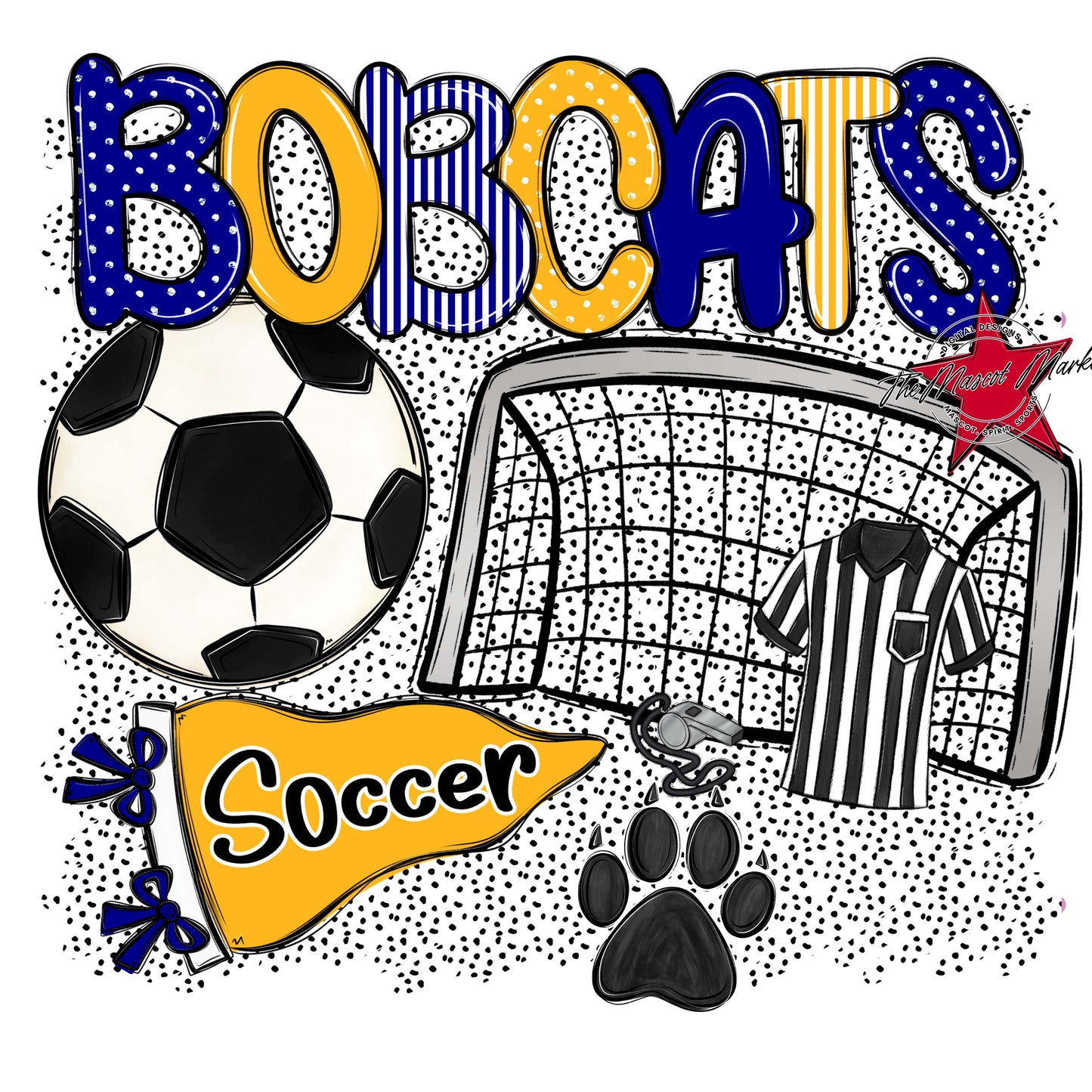Bobcats Soccer Spirit-Blue & Yellow