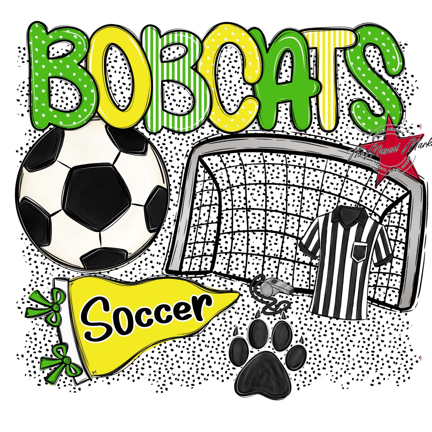 Bobcats Soccer Spirit-Bright Green & Bright Yellow