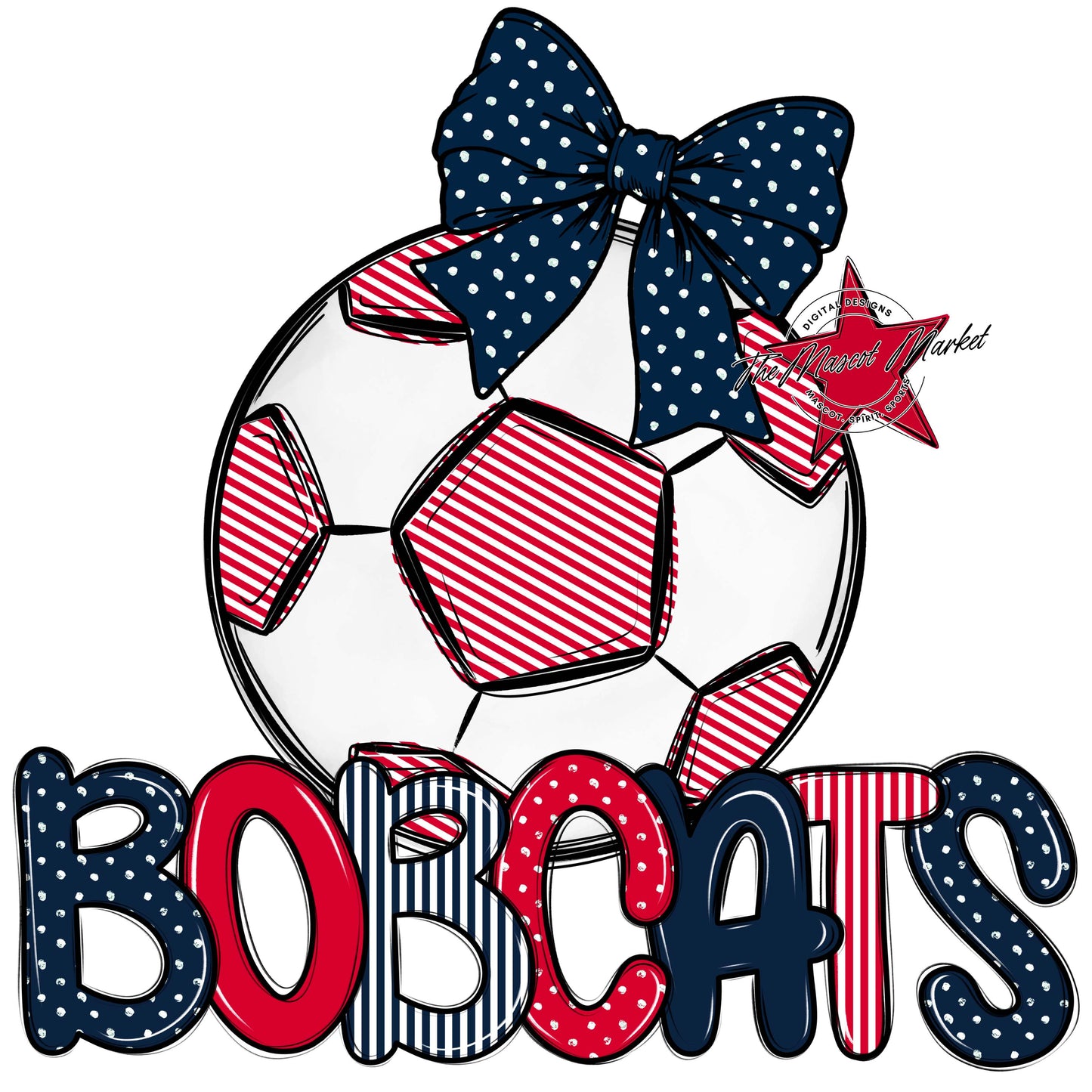 Bobcats Soccer Spirit Design-Navy & Red