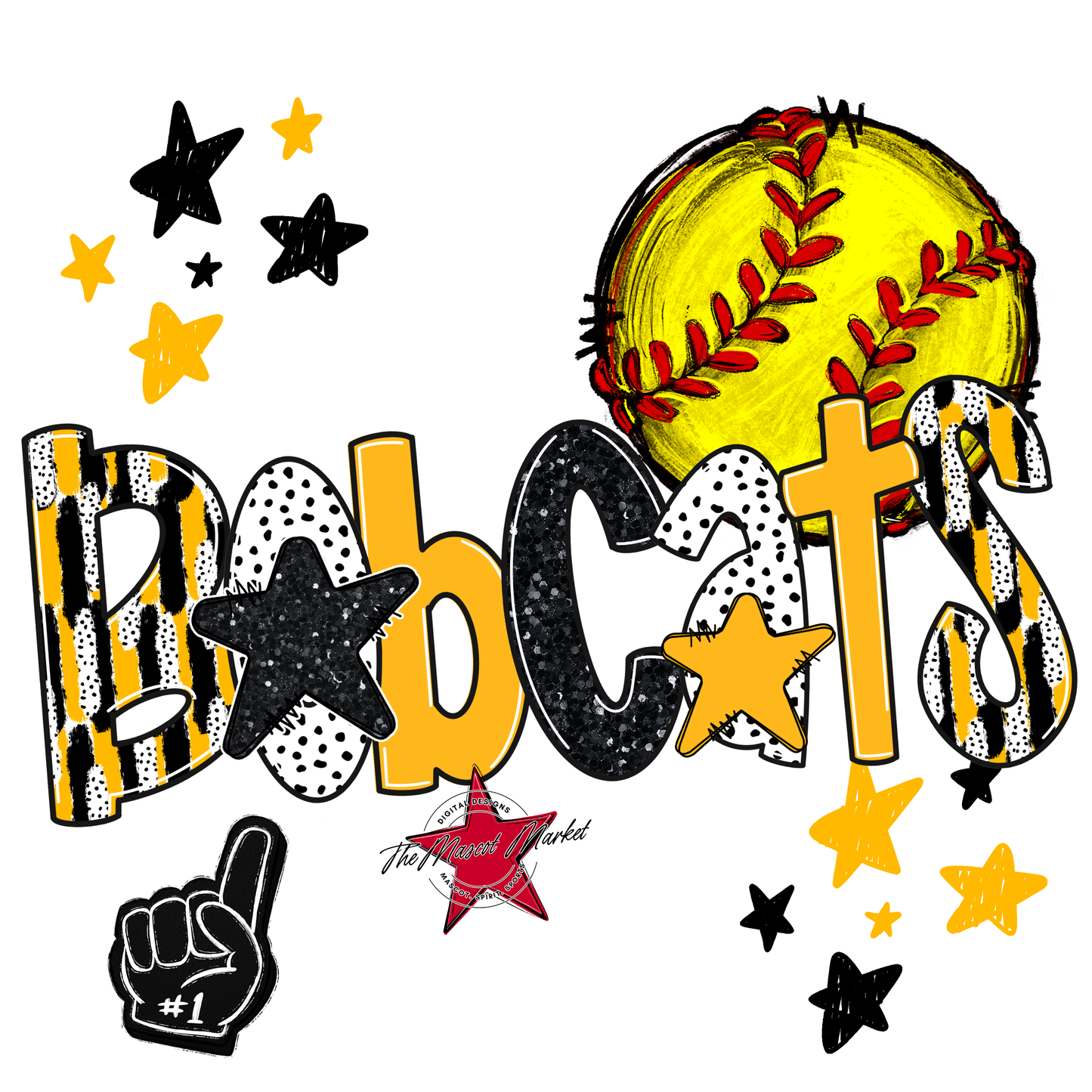 Bobcats Softball Scrape-Yellow