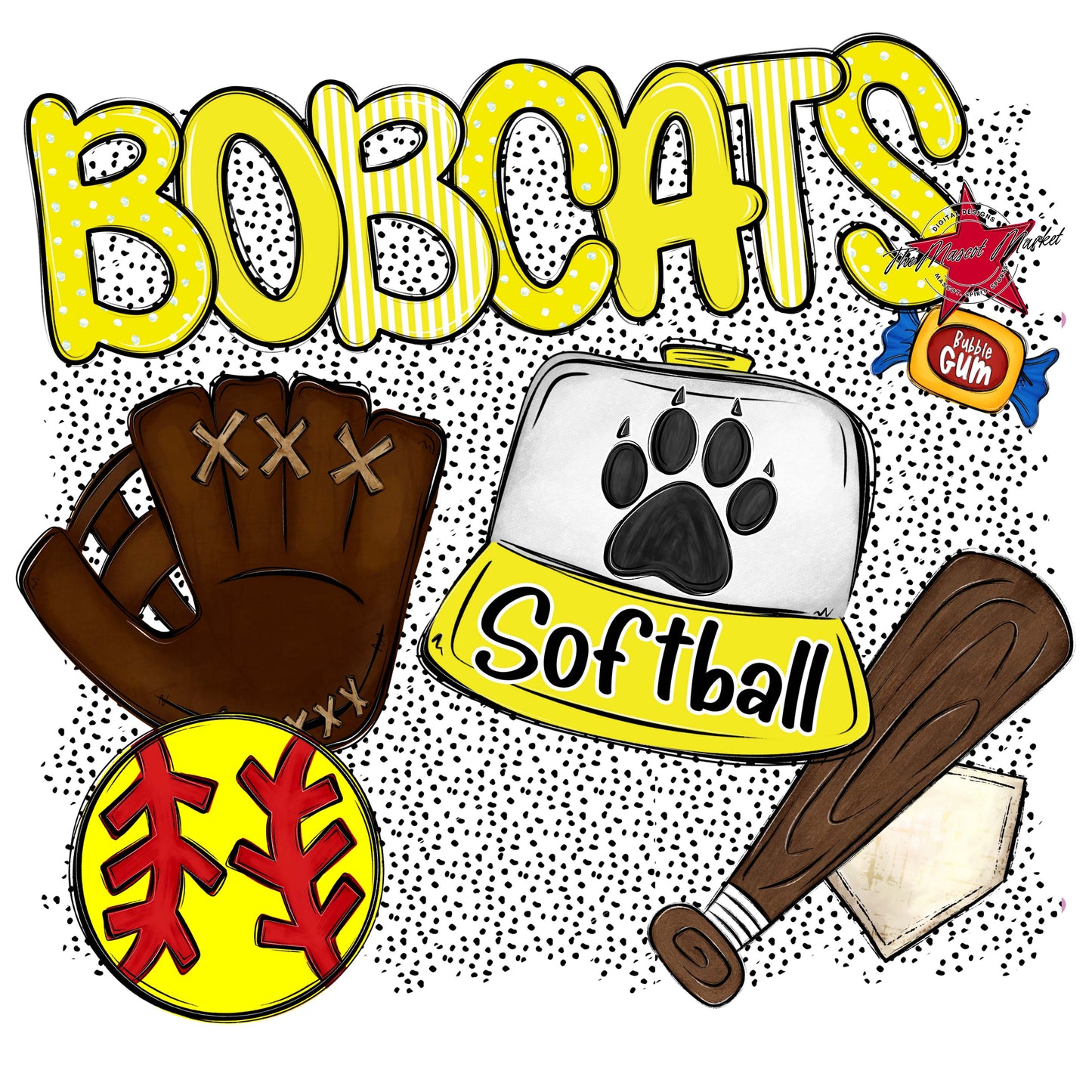 Bobcats Softball Spirit-Bright Yellow