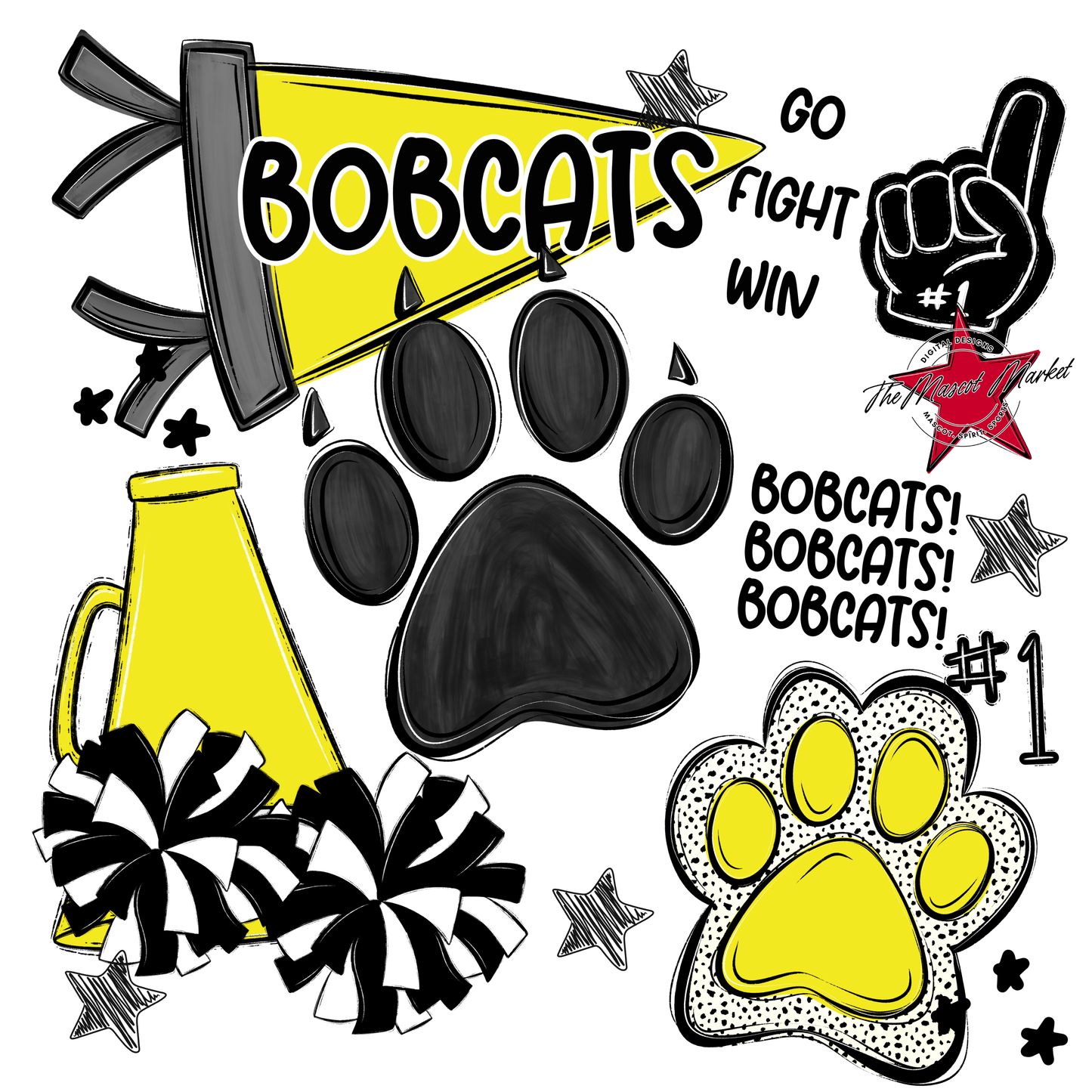 Bobcats Spirit Design-Bright Yellow