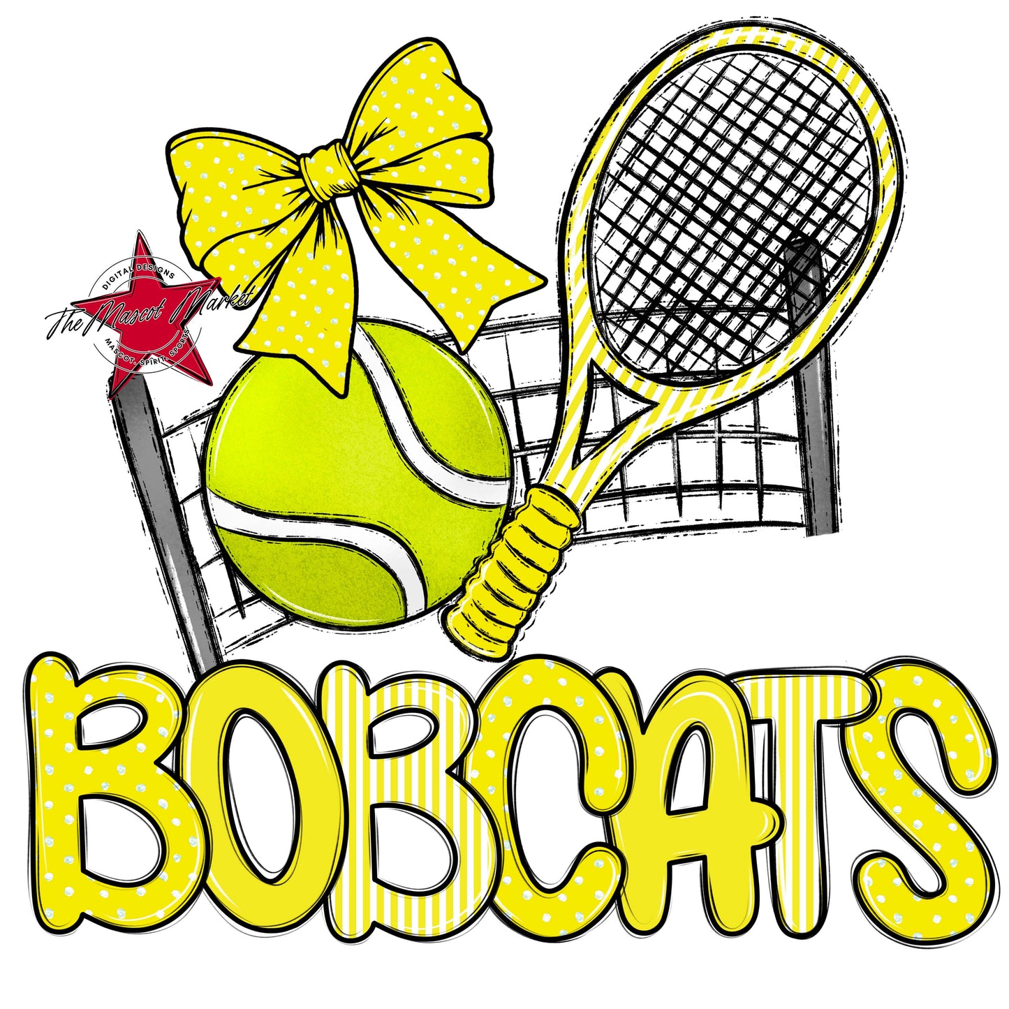 Bobcats Tennis Spirit Design-Bright Yellow