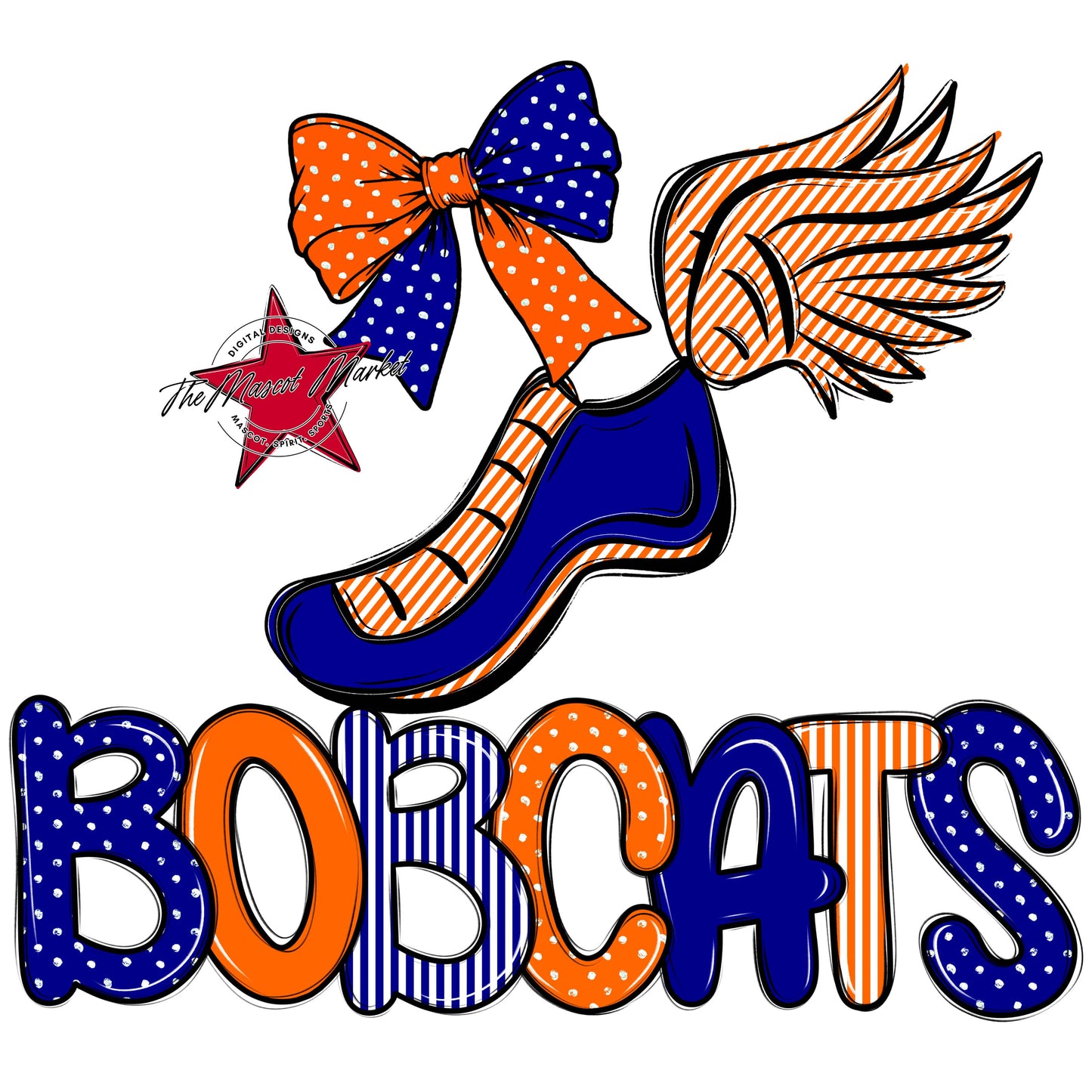Bobcats Track Spirit Design-Blue & Orange