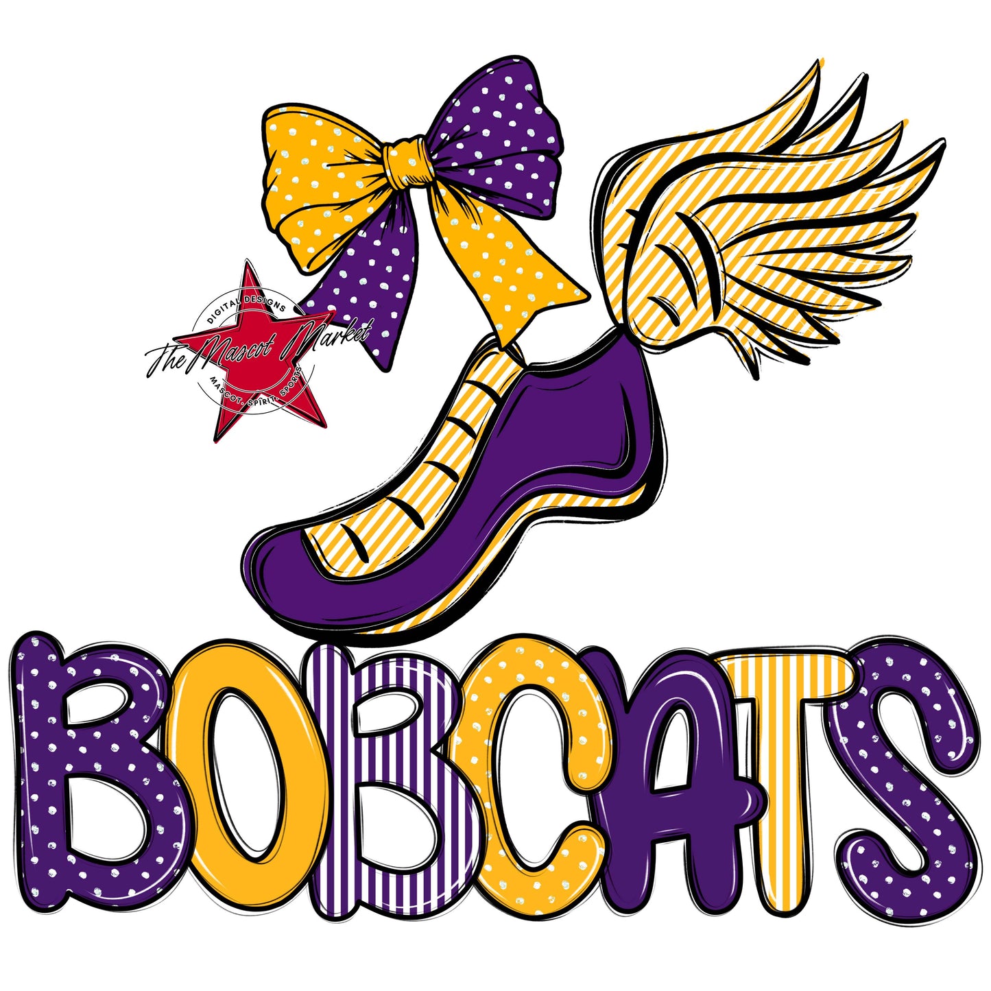 Bobcats Track Spirit Design-Purple & Yellow