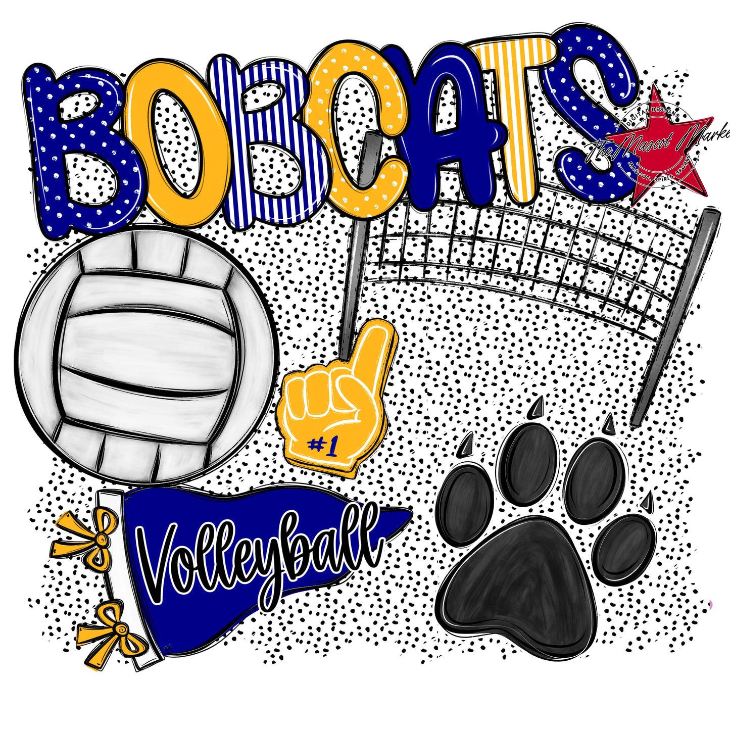Bobcats Volleyball Spirit-Blue & Yellow