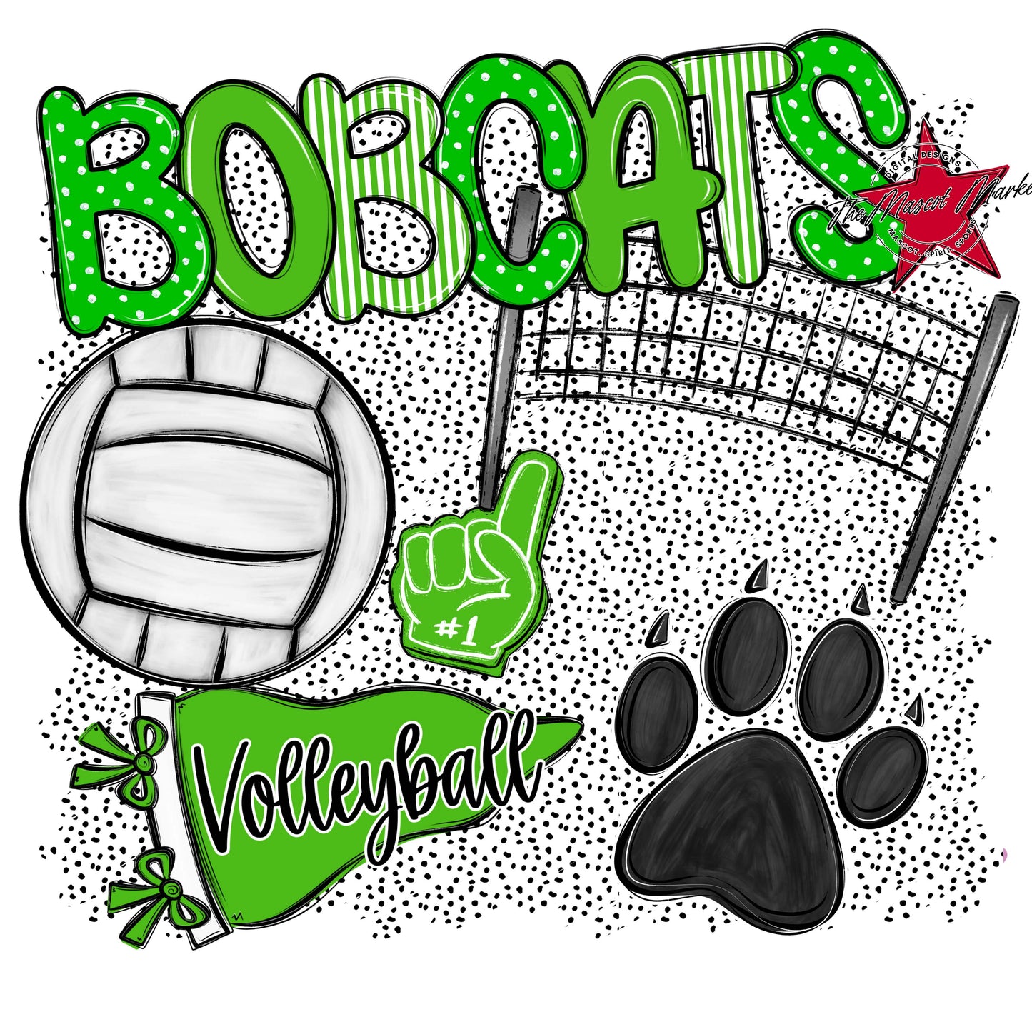 Bobcats Volleyball Spirit-Bright Green