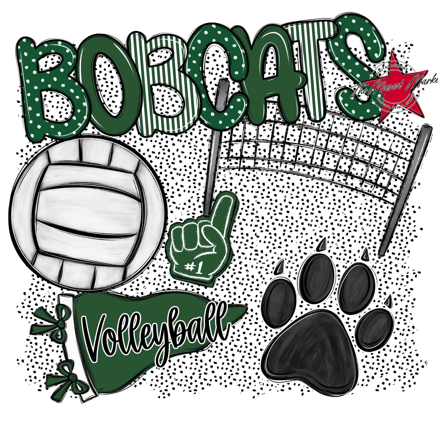 Bobcats Volleyball Spirit-Green