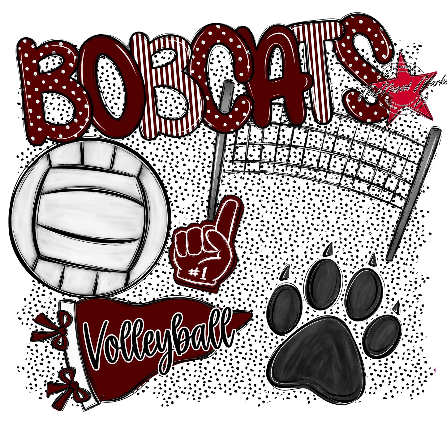 Bobcats Volleyball Spirit-Maroon