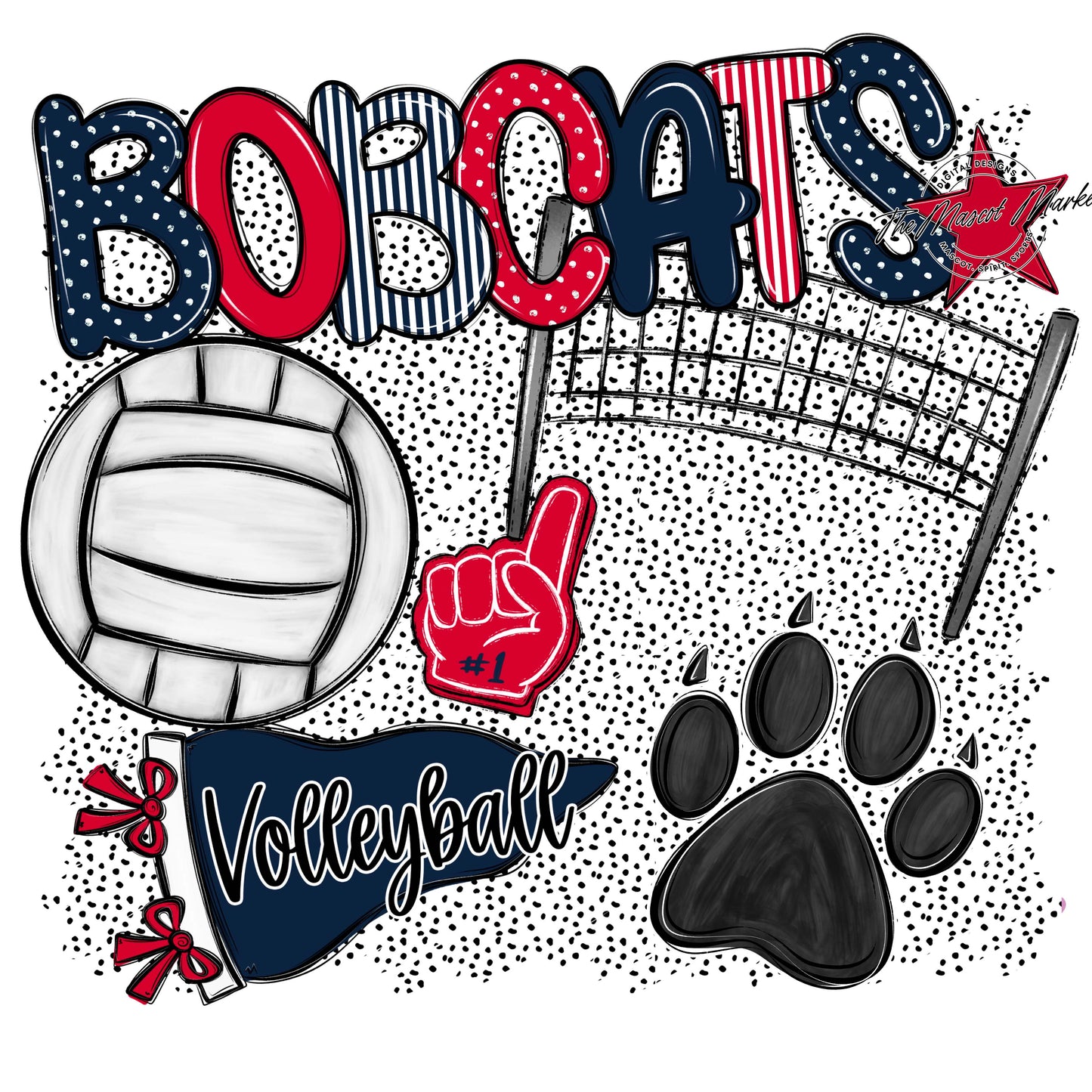 Bobcats Volleyball Spirit-Navy & Red