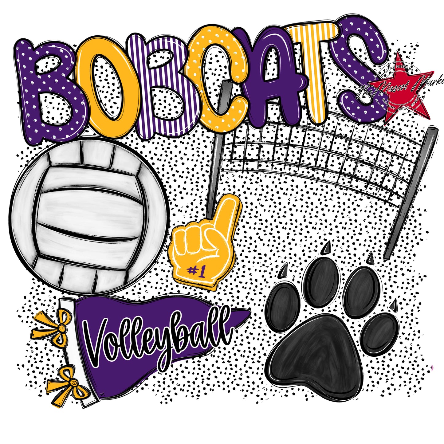 Bobcats Volleyball Spirit-Purple & Yellow