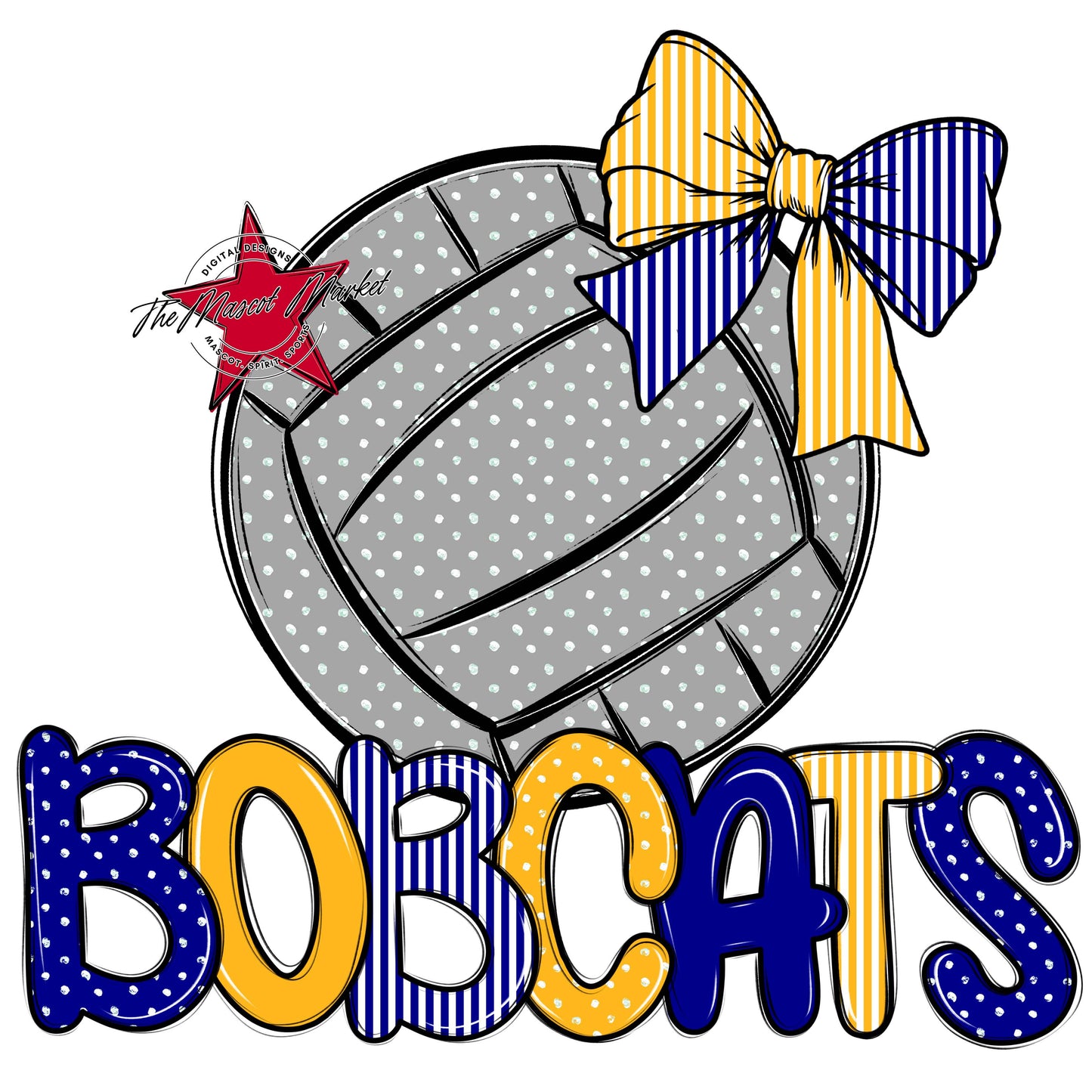 Bobcats Volleyball Spirit Design-Blue & Yellow