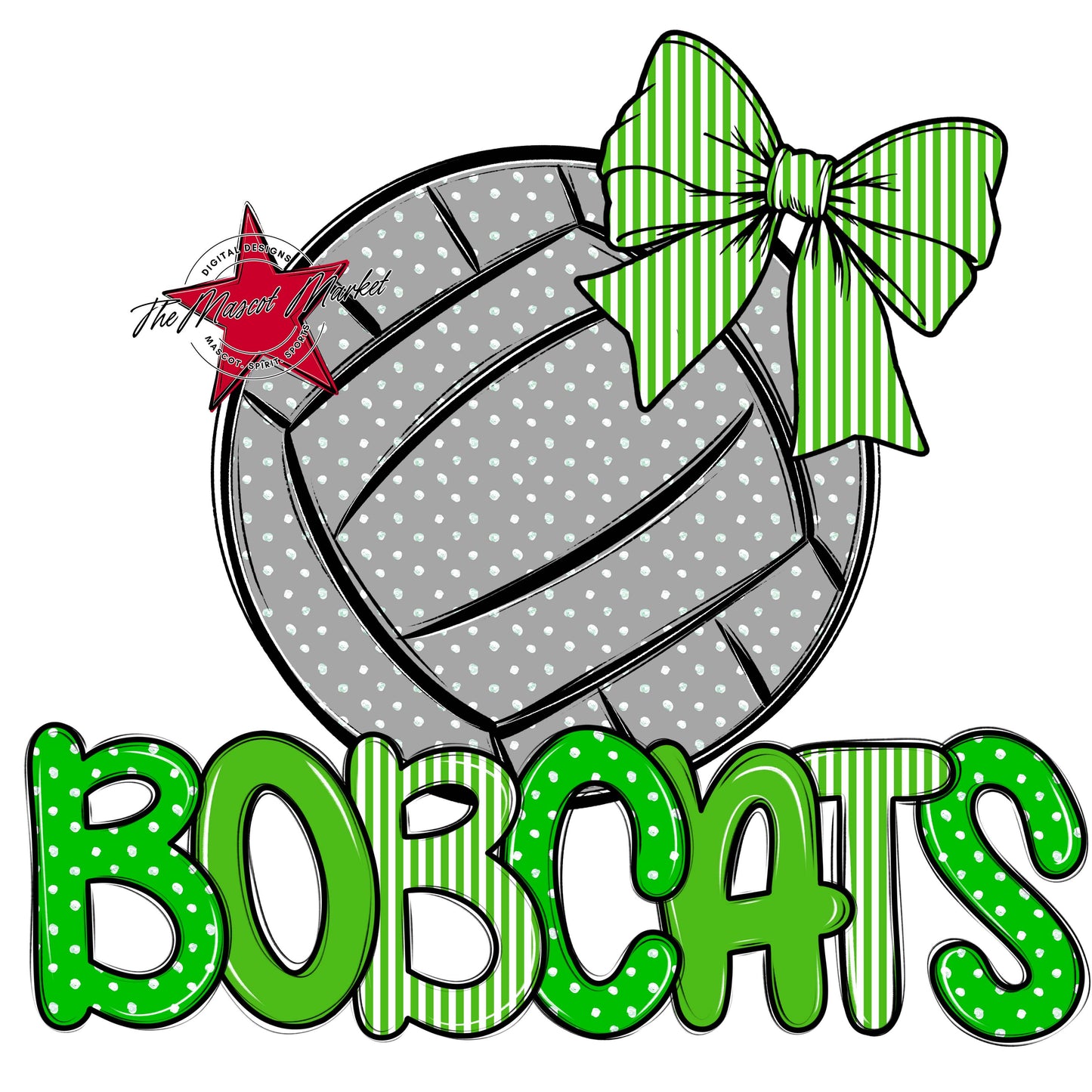 Bobcats Volleyball Spirit Design-Bright Green
