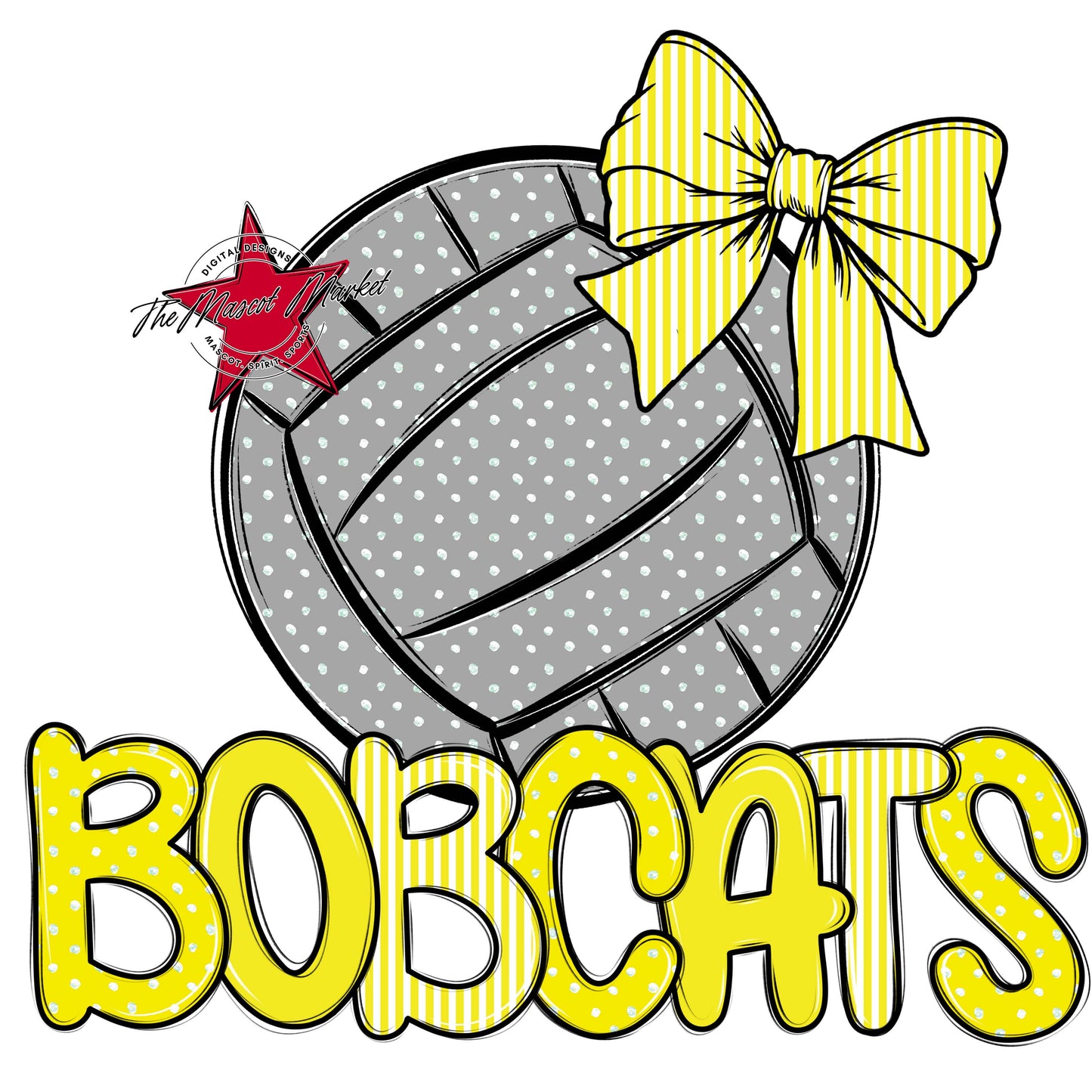 Bobcats Volleyball Spirit Design-Bright Yellow
