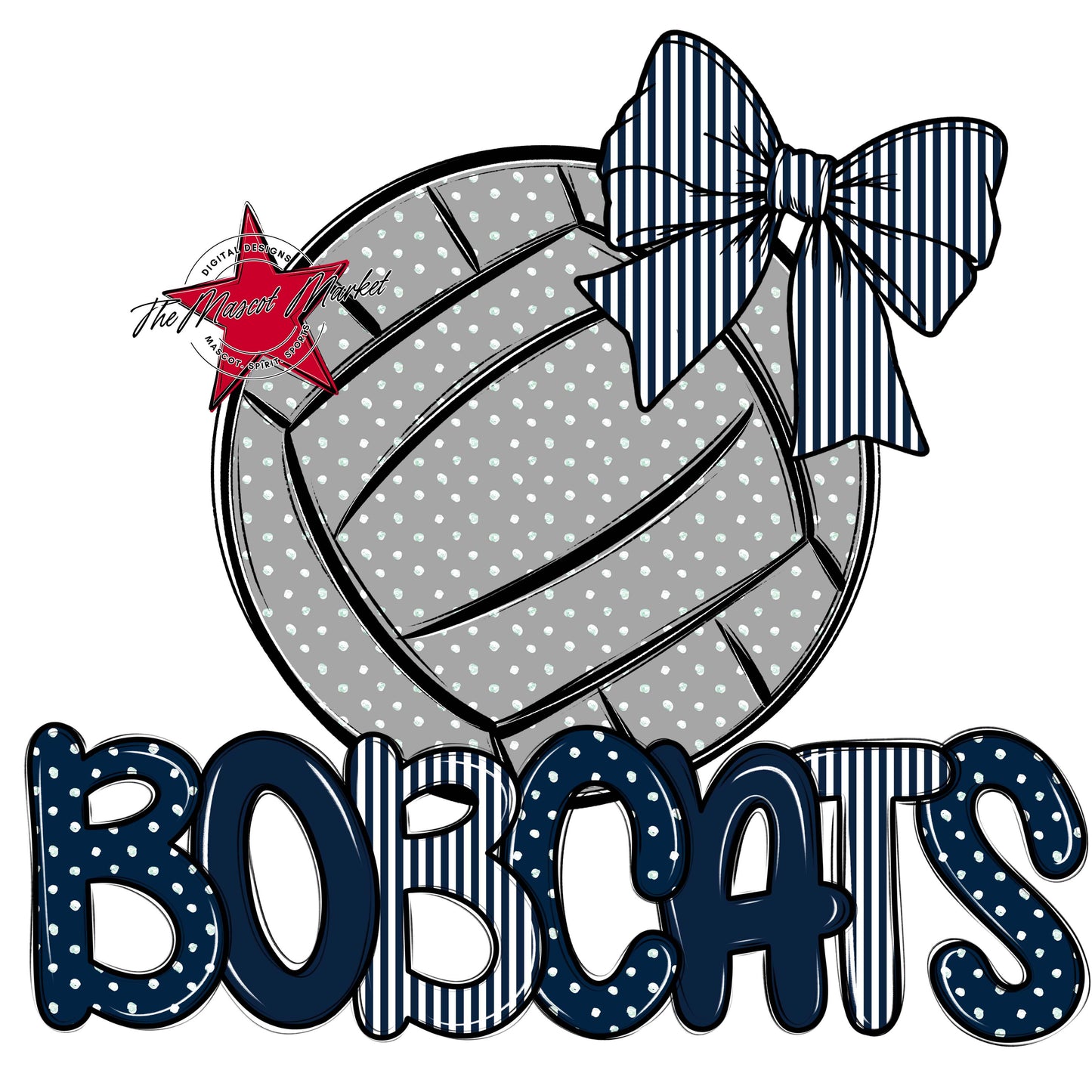 Bobcats Volleyball Spirit Design-Navy