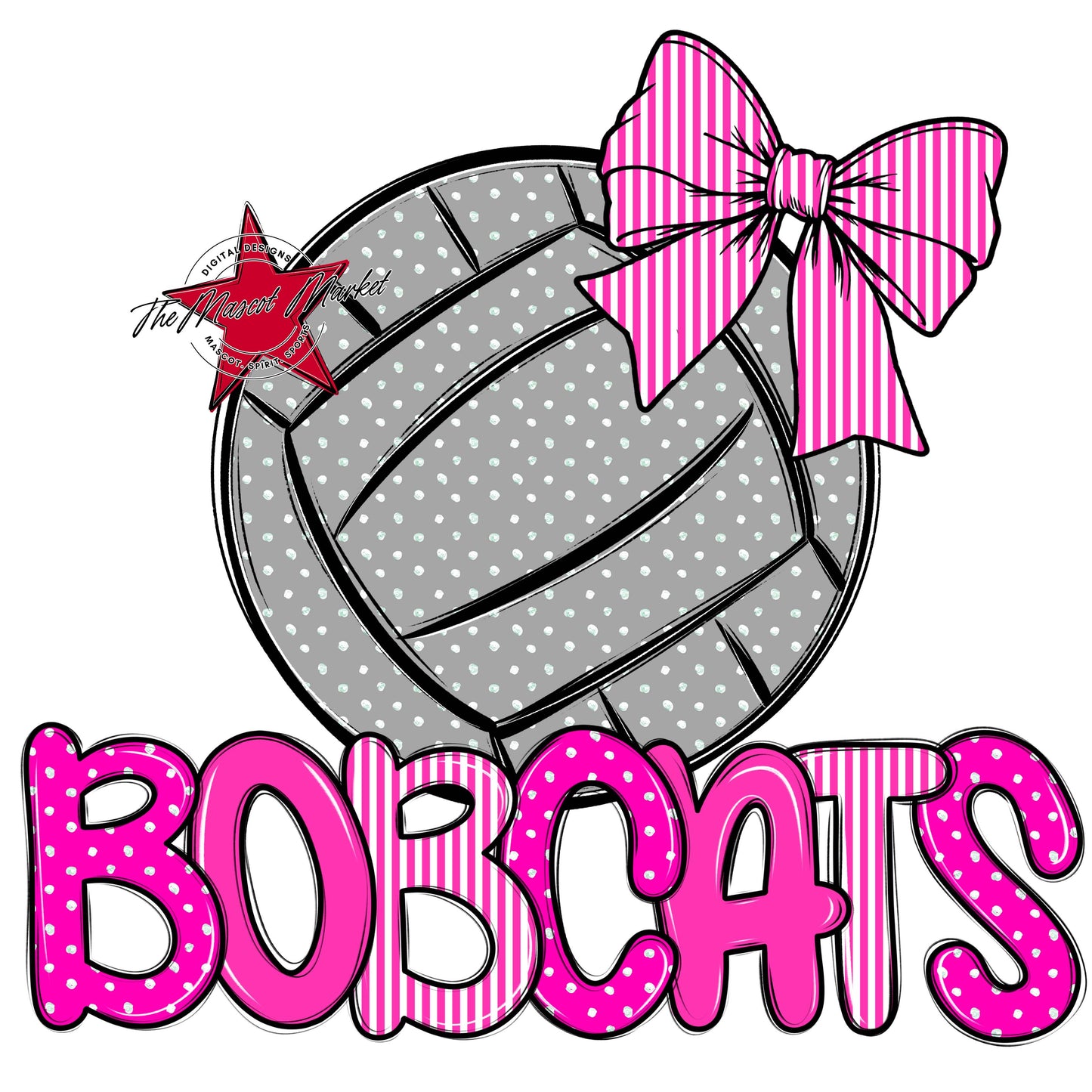Bobcats Volleyball Spirit Design-Pink