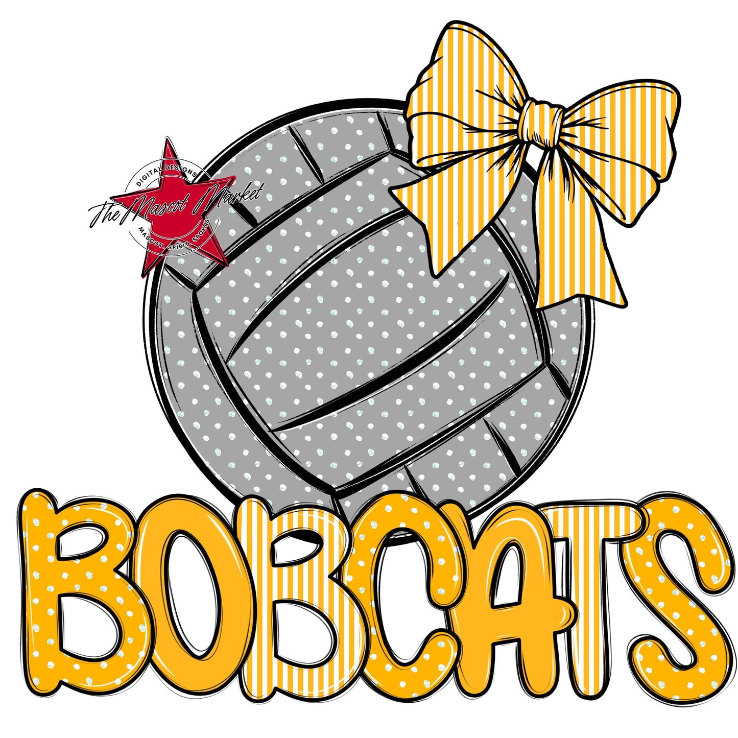 Bobcats Volleyball Spirit Design-Yellow