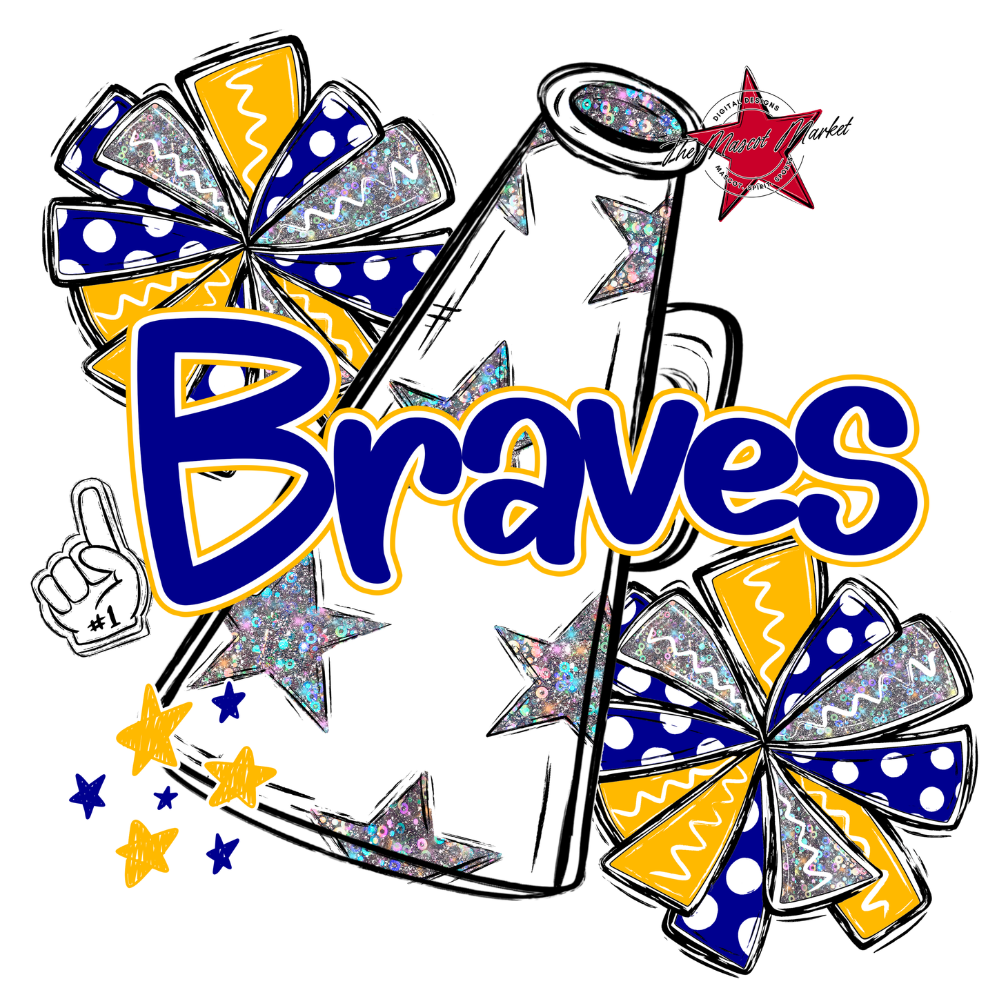Braves Alpha Megaphone Design-Blue-Yellow