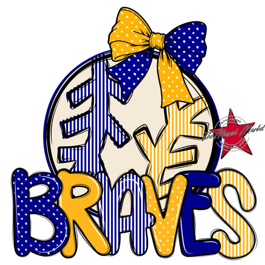 Braves Baseball-Softball Spirit Design-Blue & Yellow
