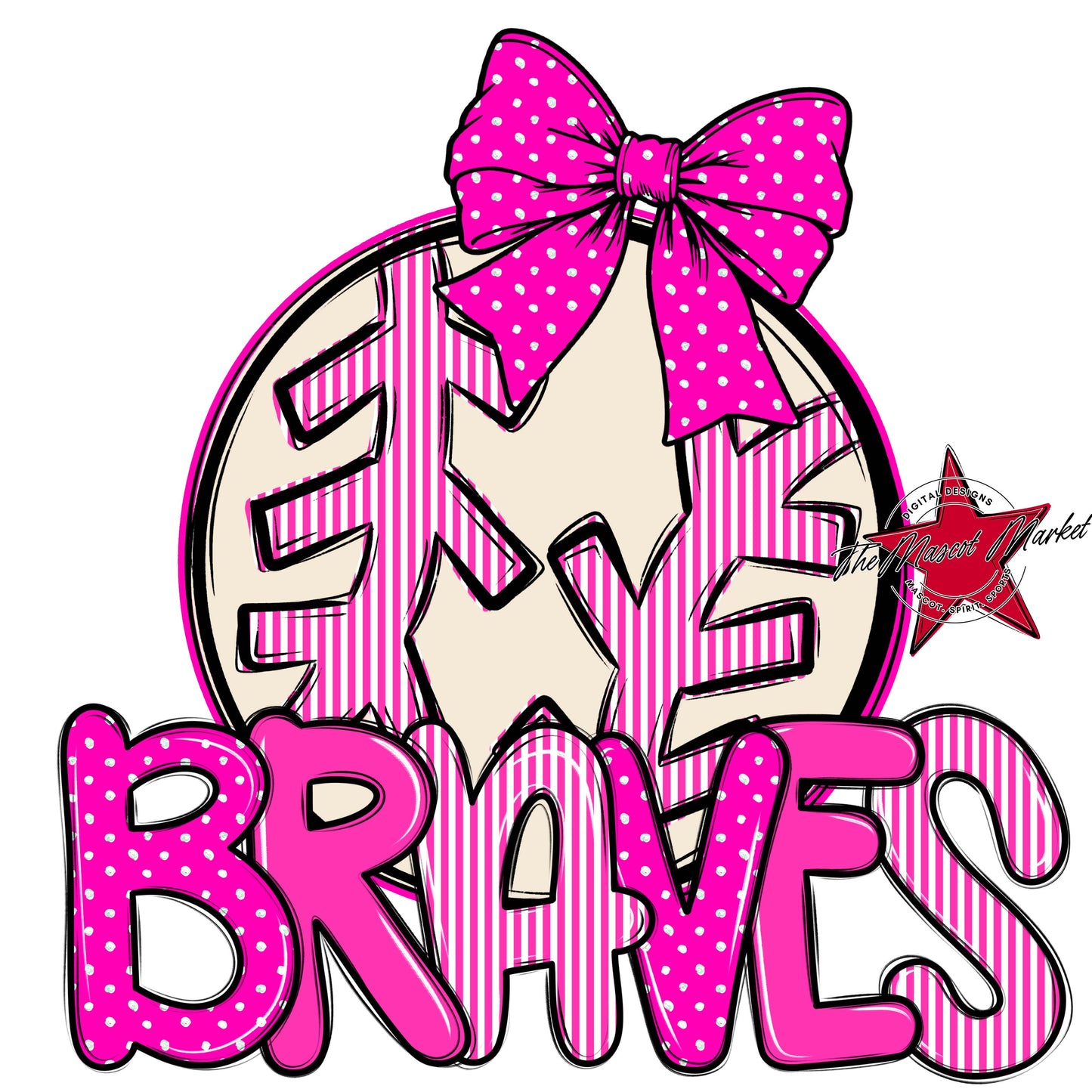 Braves Baseball-Softball Spirit Design-Pink
