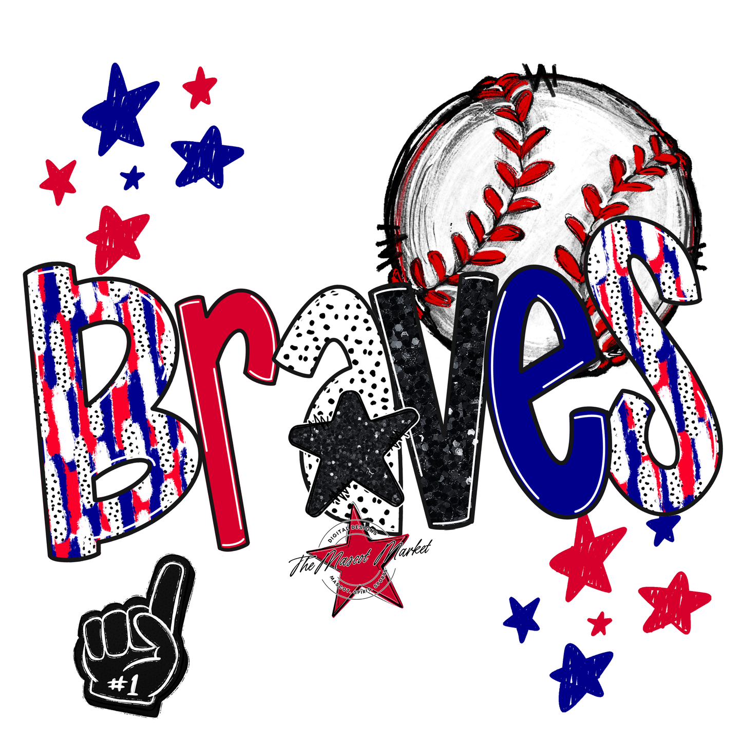 Braves Baseball Scrape-Blue-Red