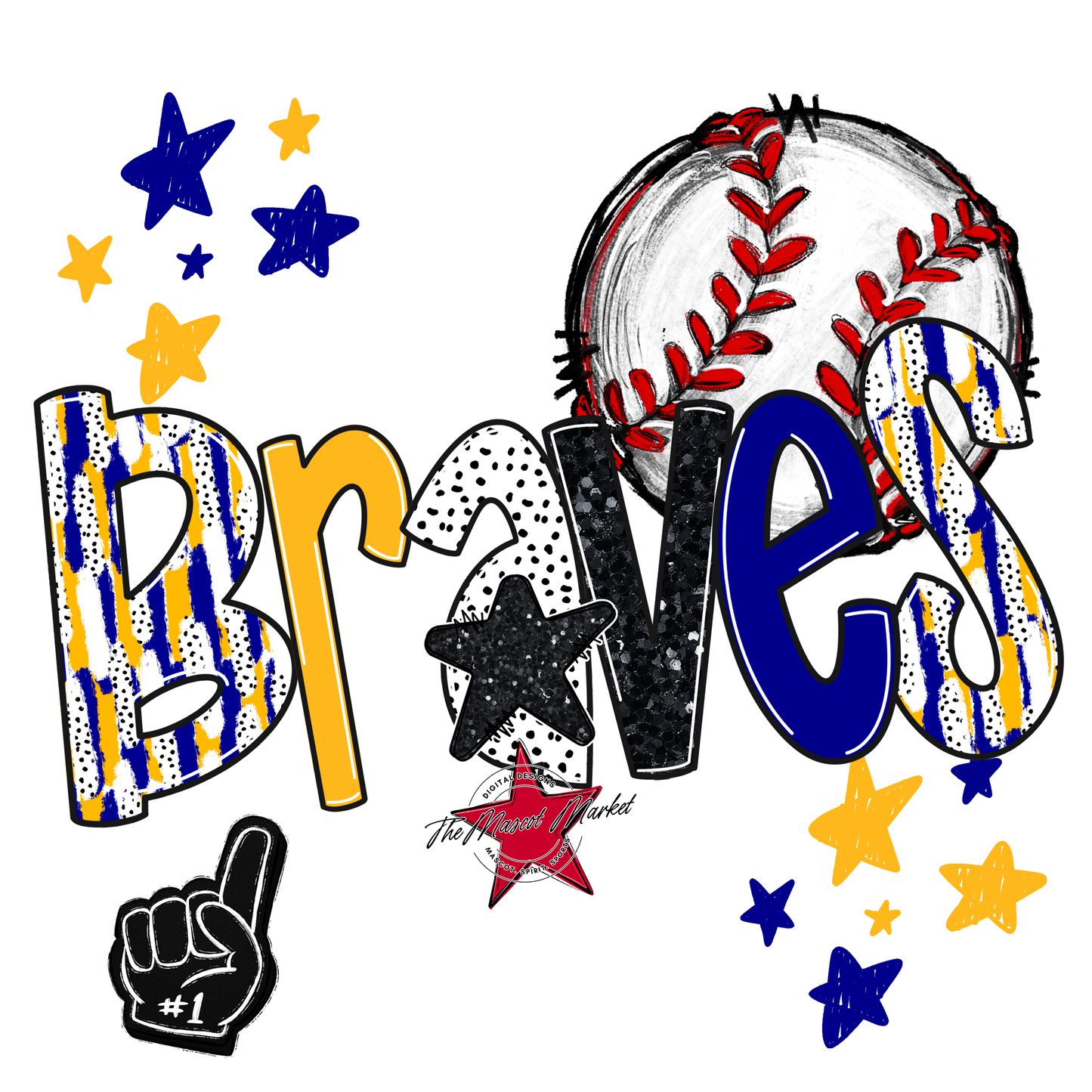 Braves Baseball Scrape-Blue-Yellow