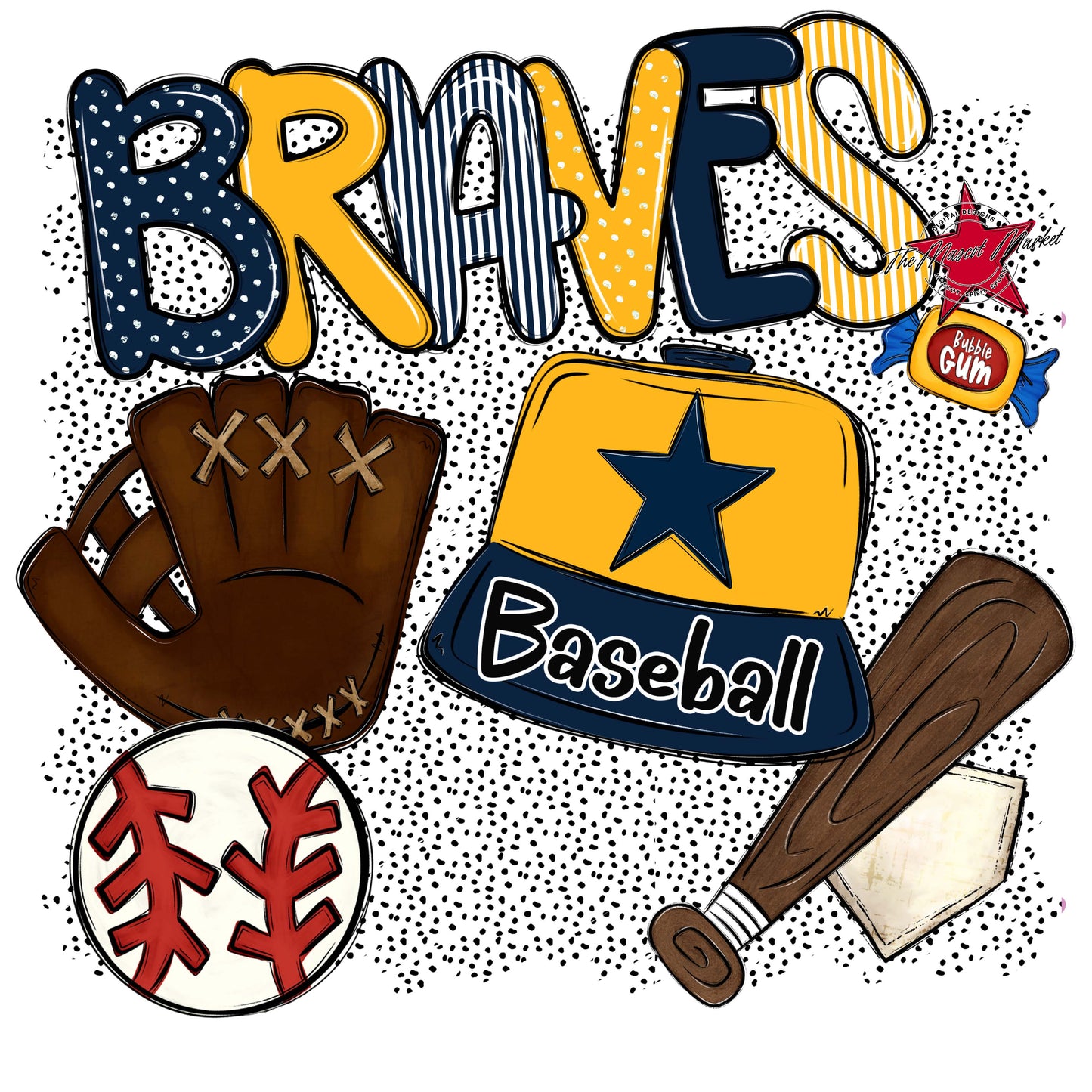 Braves Baseball Spirit-Navy & Yellow