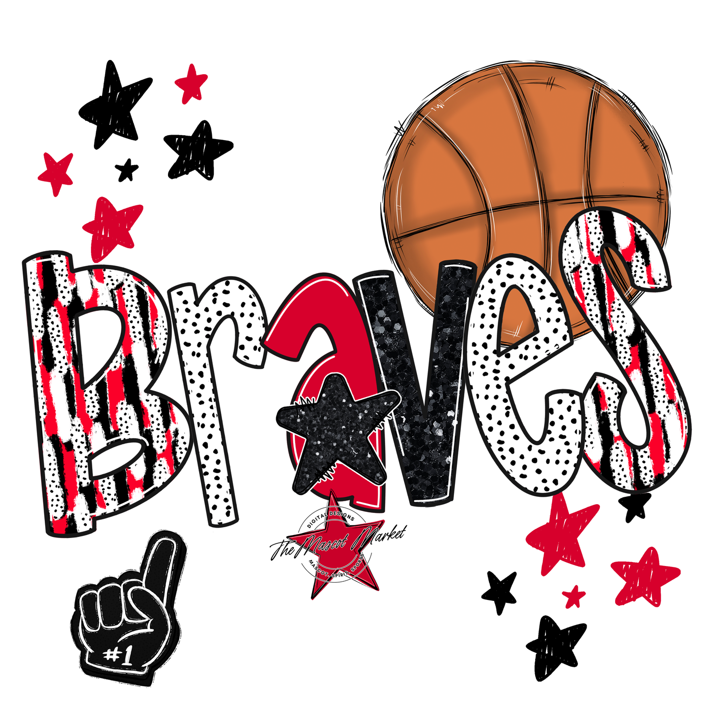 Braves Basketball Scrape-Red