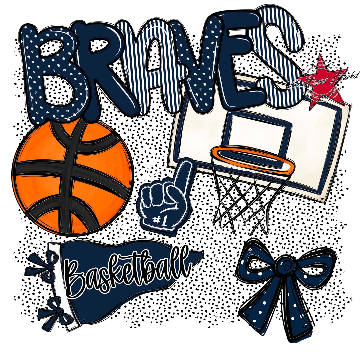 Braves Basketball Spirit-Navy
