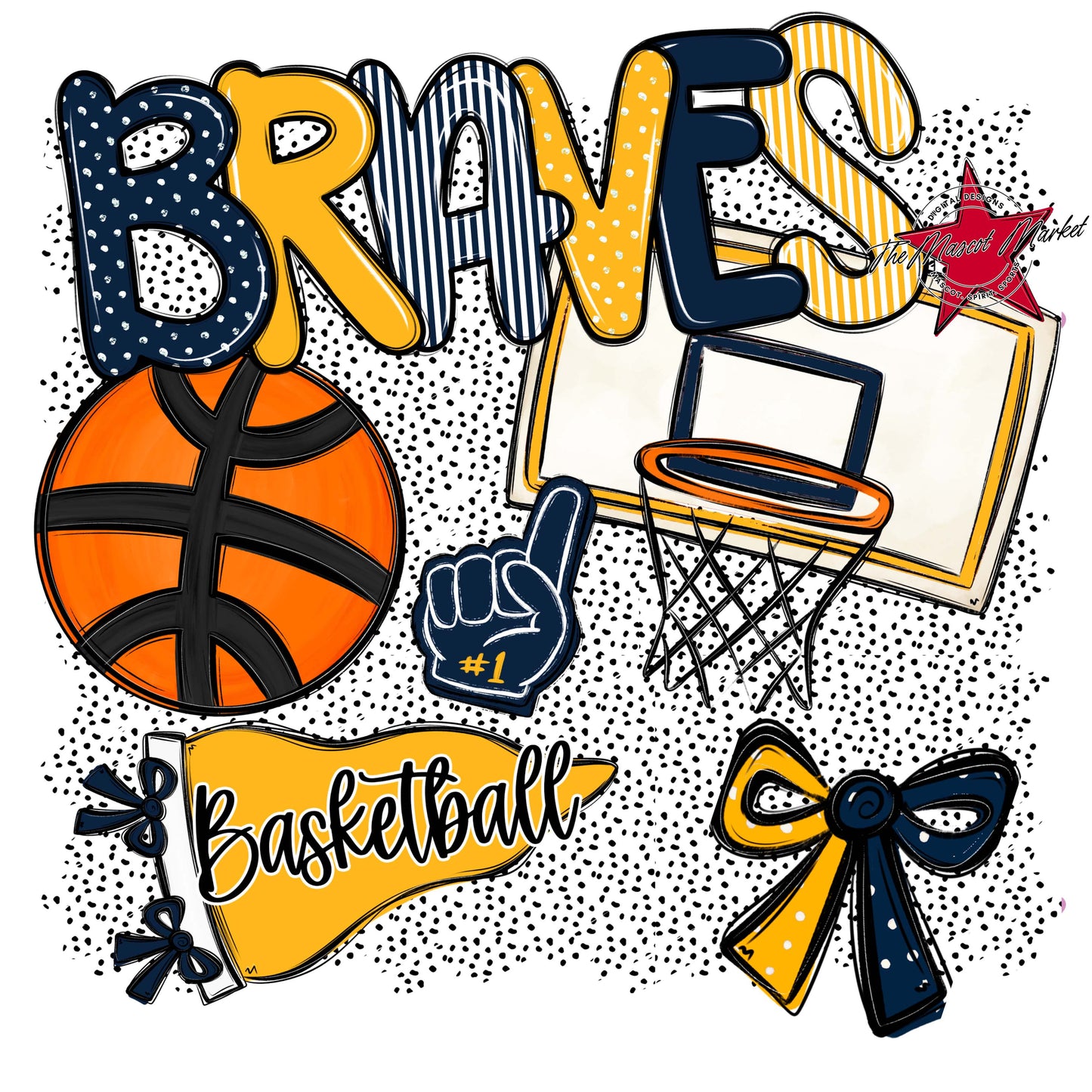 Braves Basketball Spirit-Navy & Yellow